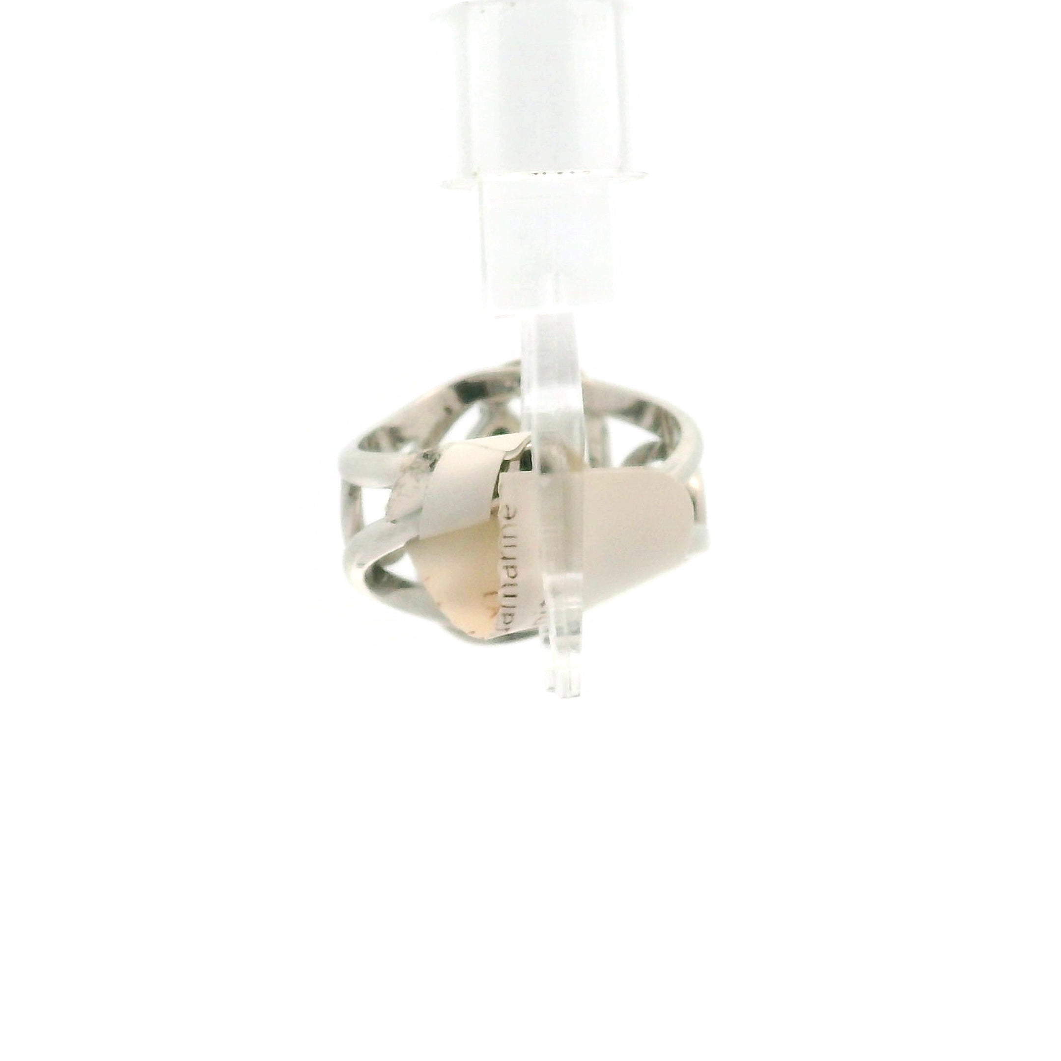 Dendritic Aquamarine with Lemonite Cuff Ring .925 Silver for Enhancing Courage and Intuition
