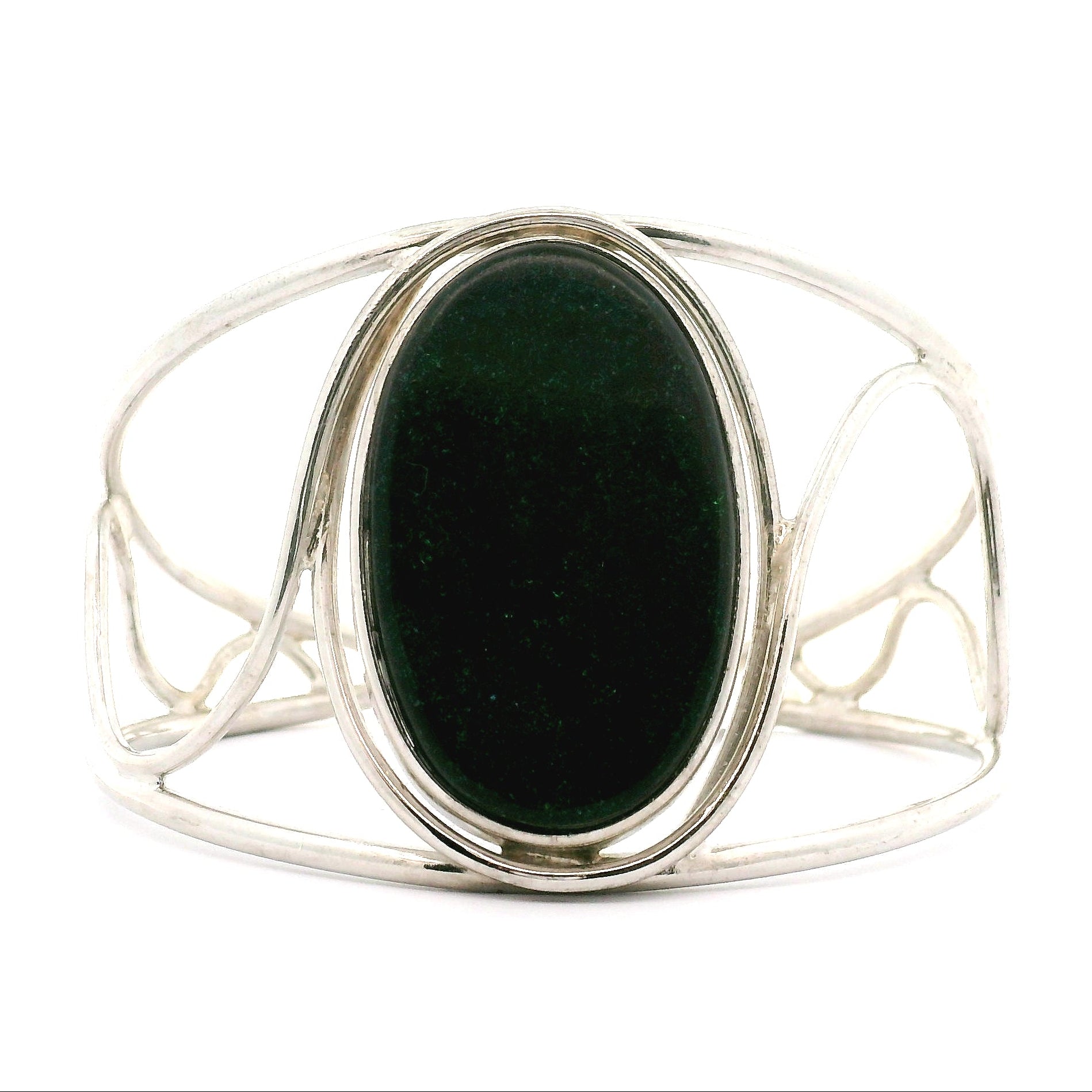 Galaxy Opal Cuff Bracelet .925 Silver for Subtle Energy and Cosmic Expansion