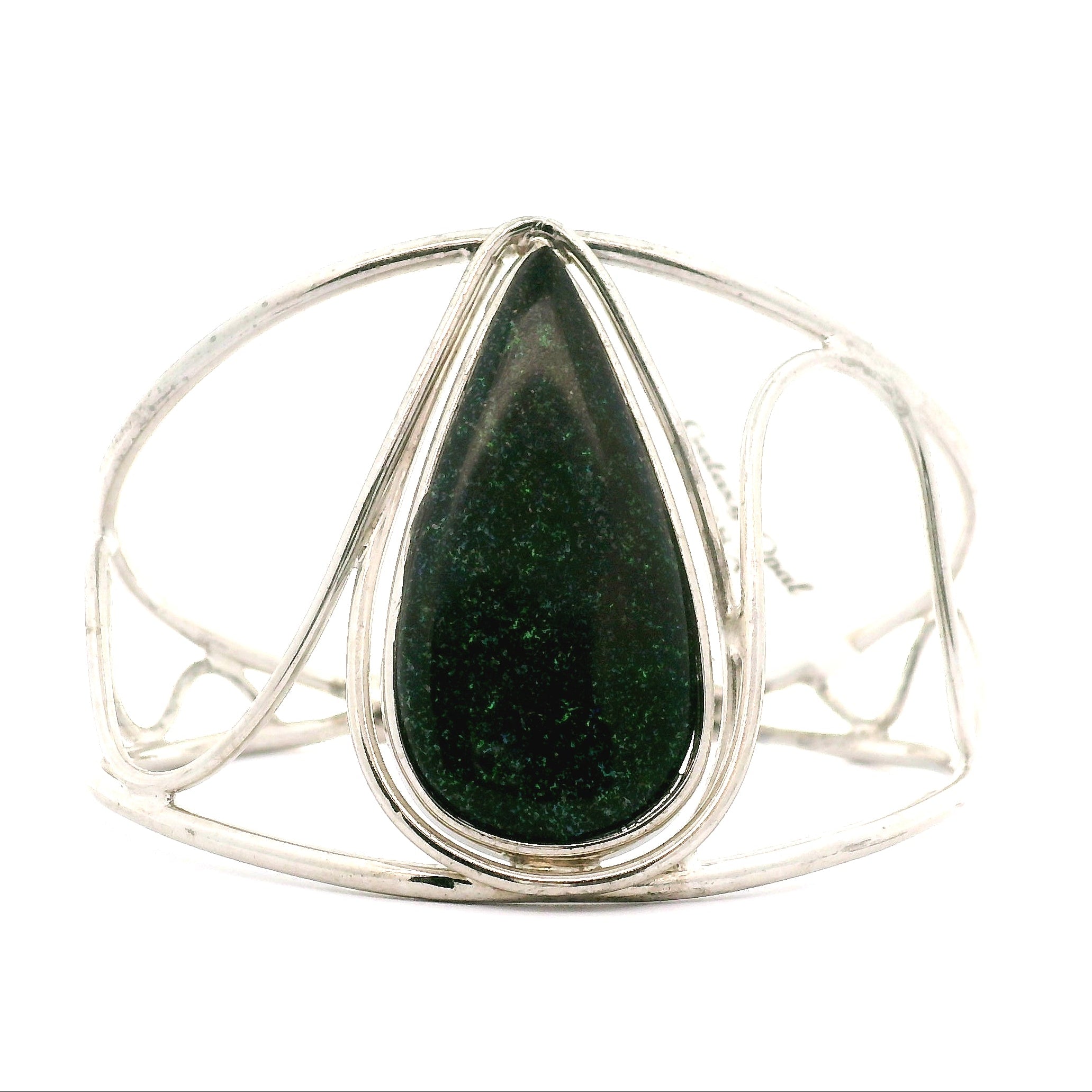 Galaxy Opal Cuff Bracelet .925 Silver for Subtle Energy and Cosmic Expansion