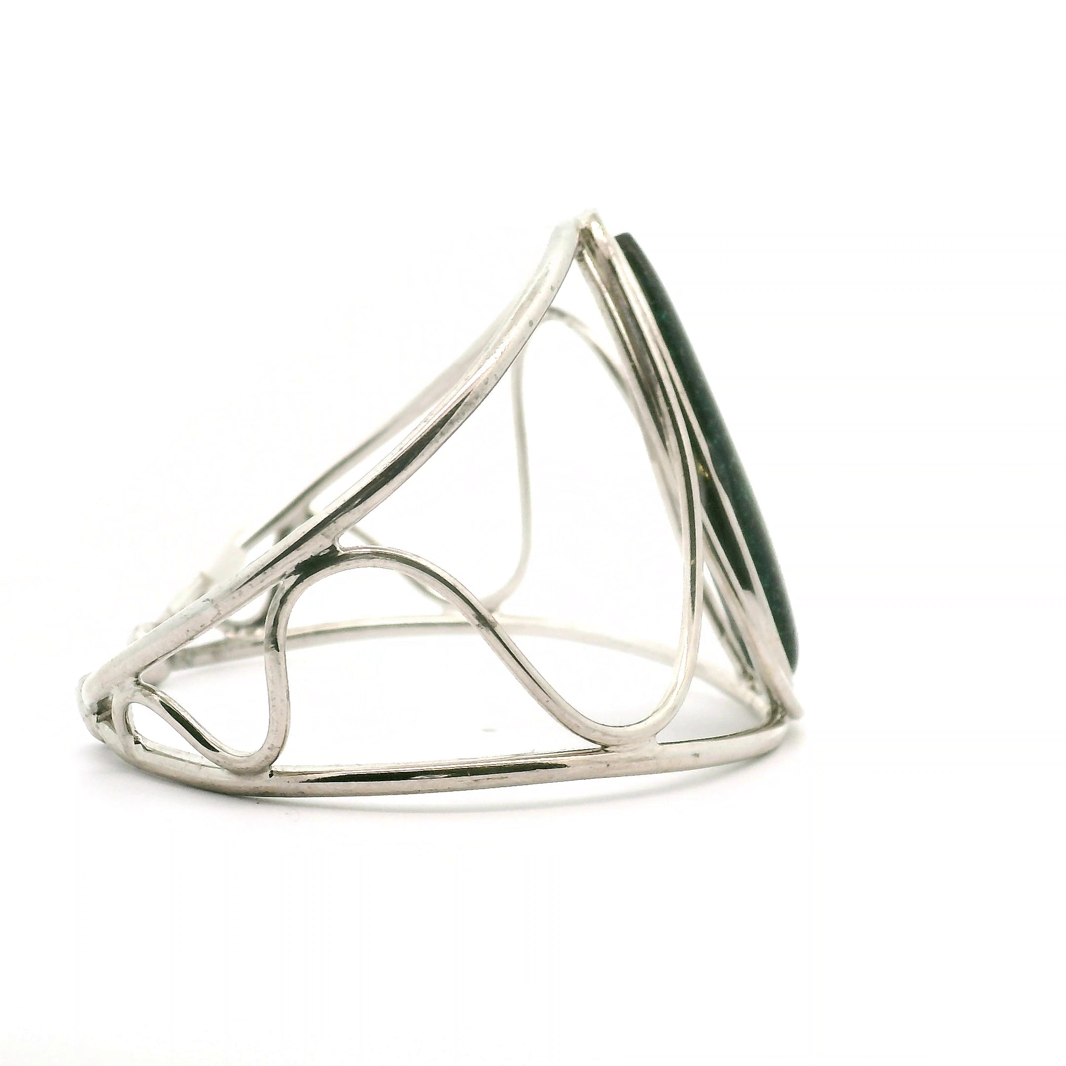 Galaxy Opal Cuff Bracelet .925 Silver for Subtle Energy and Cosmic Expansion