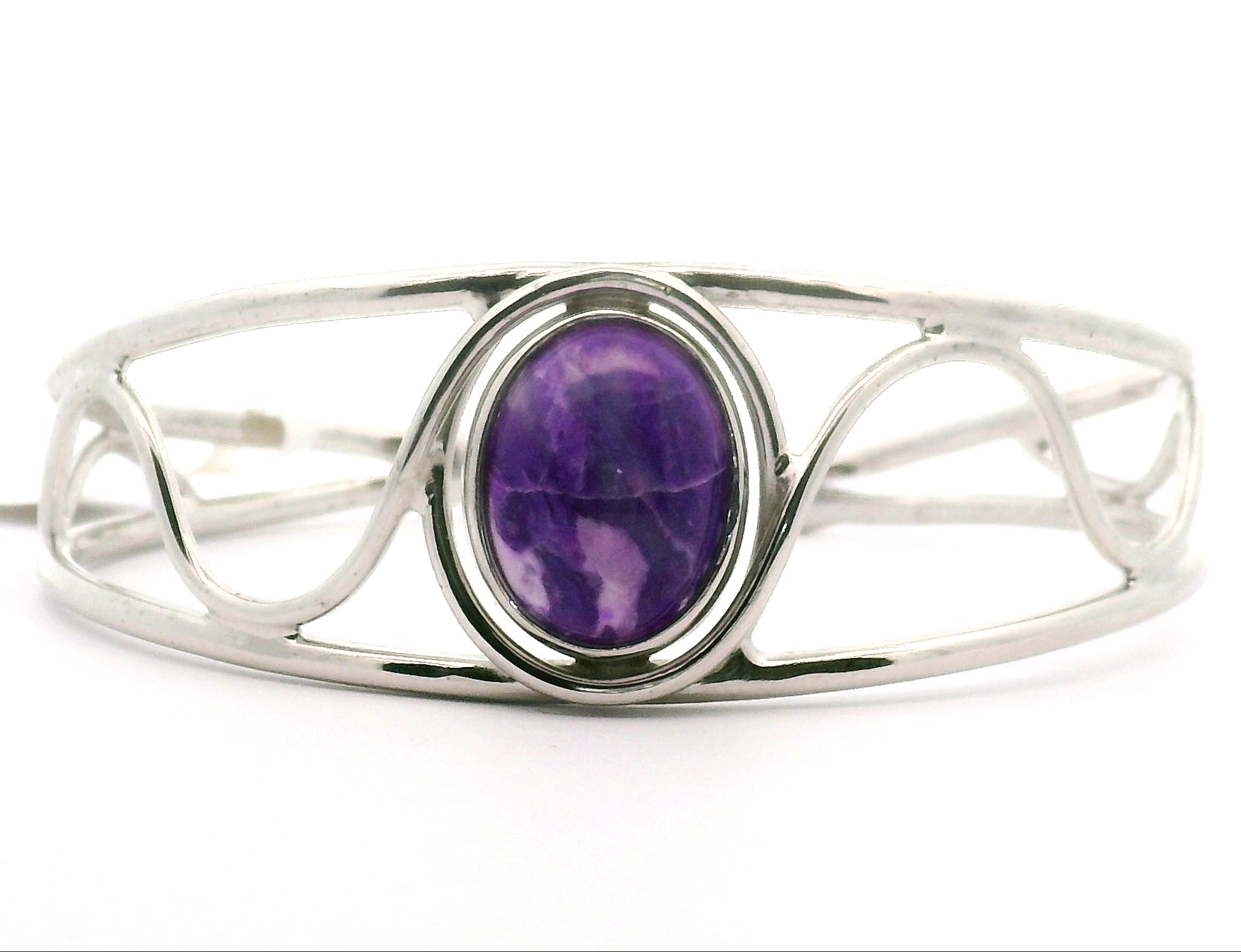 Sugilite Cuff Bracelet .925 Silver for Self-Acceptance and Harmony in Relationships