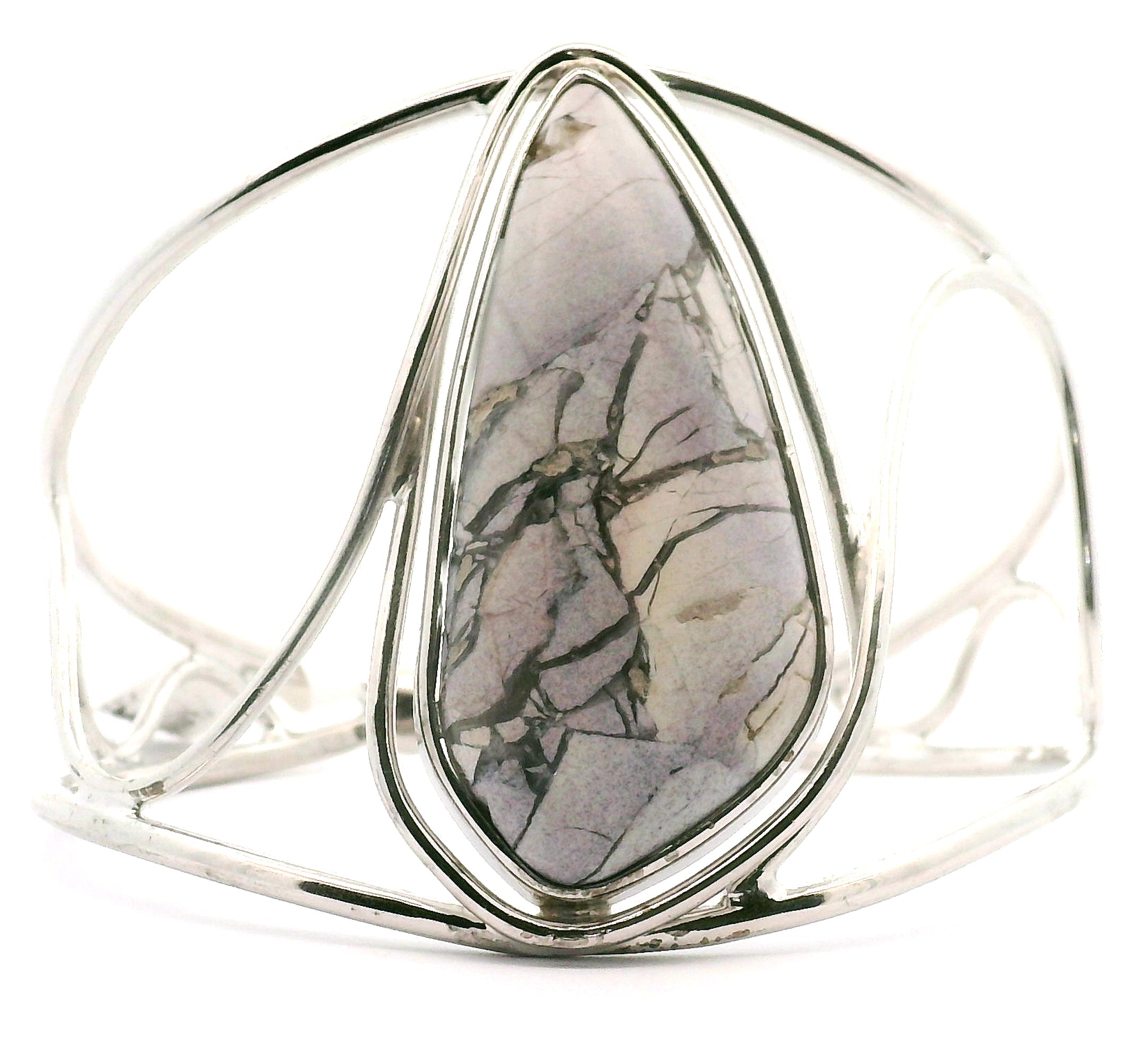Hyacinth Jasper Cuff Bracelet .925 Silver for Calm and Clarity