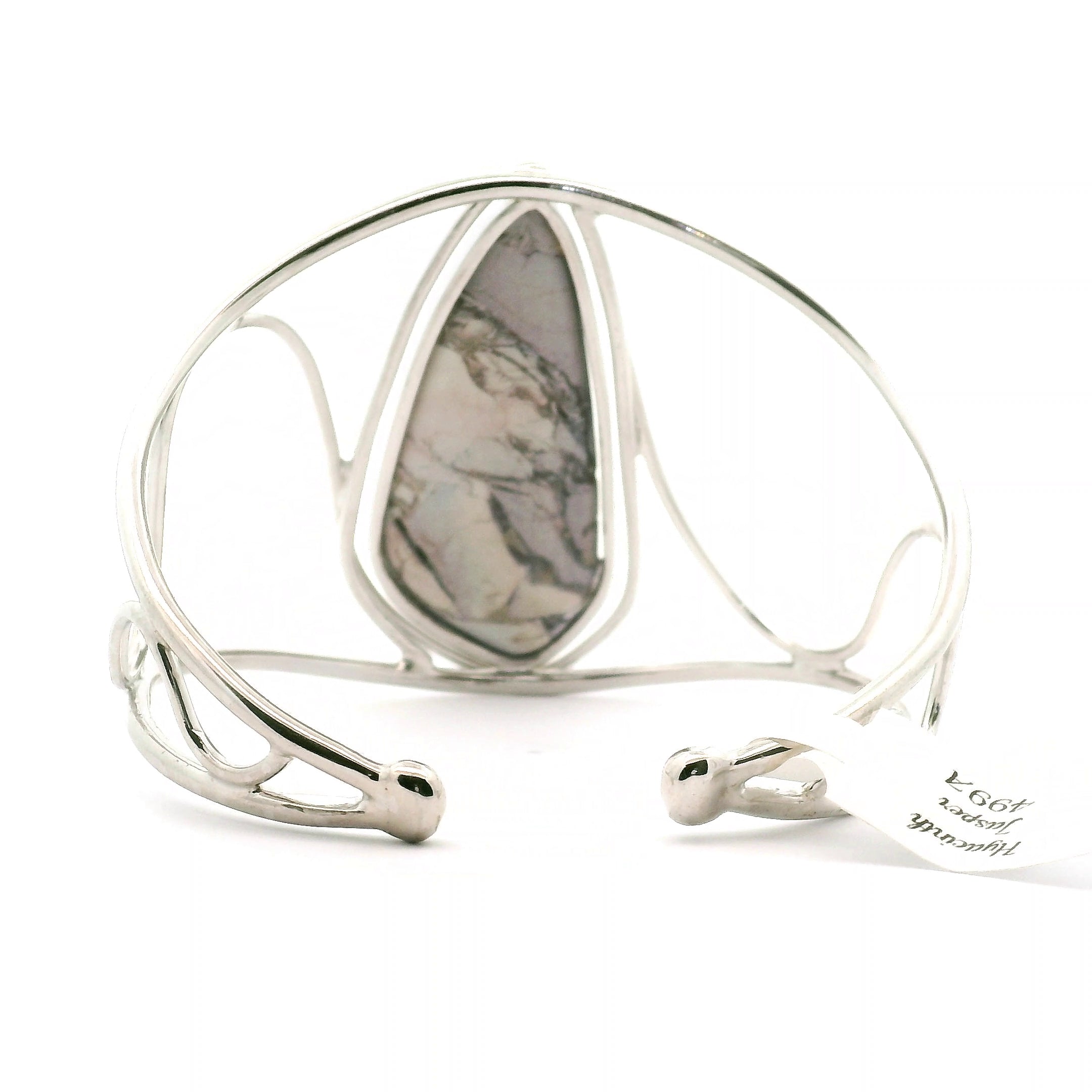 Hyacinth Jasper Cuff Bracelet .925 Silver for Calm and Clarity
