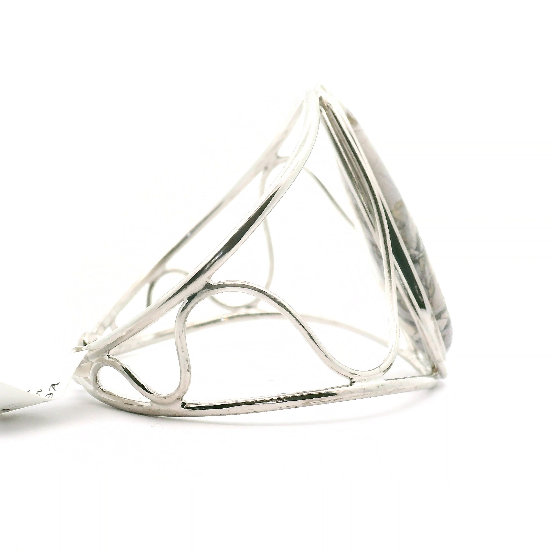 Hyacinth Jasper Cuff Bracelet .925 Silver for Calm and Clarity