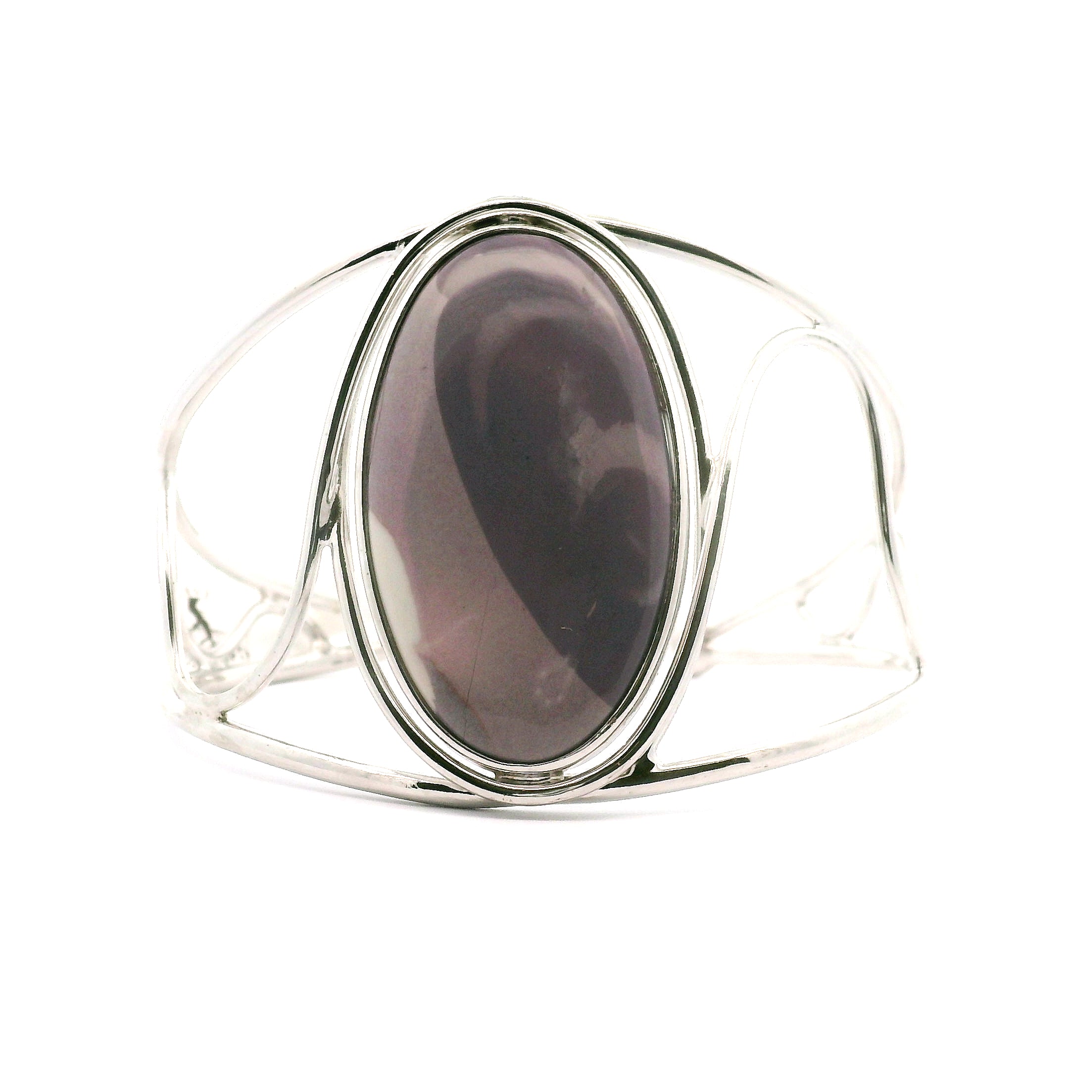 Hyacinth Jasper Cuff Bracelet .925 Silver for Calm and Clarity