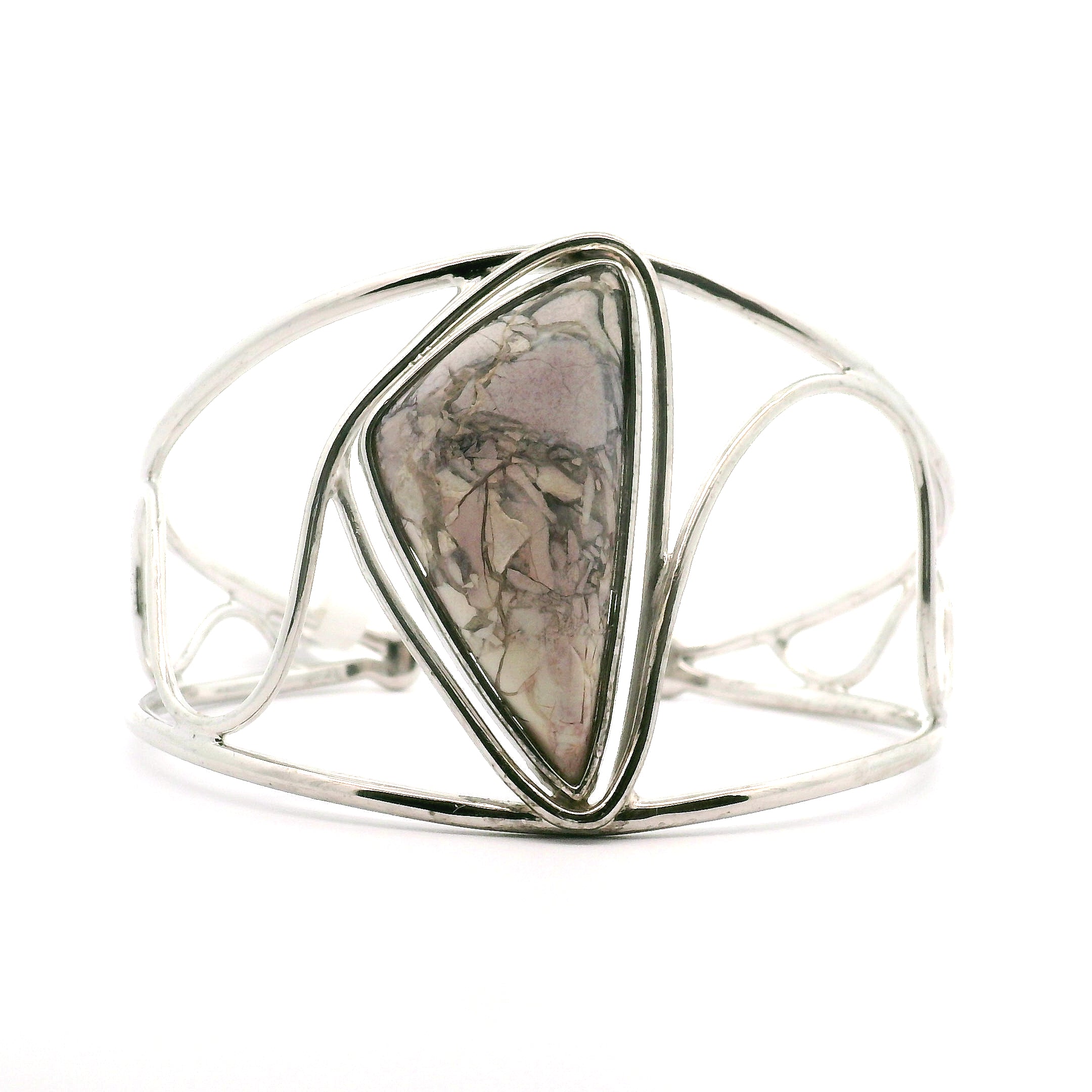Hyacinth Jasper Cuff Bracelet .925 Silver for Calm and Clarity