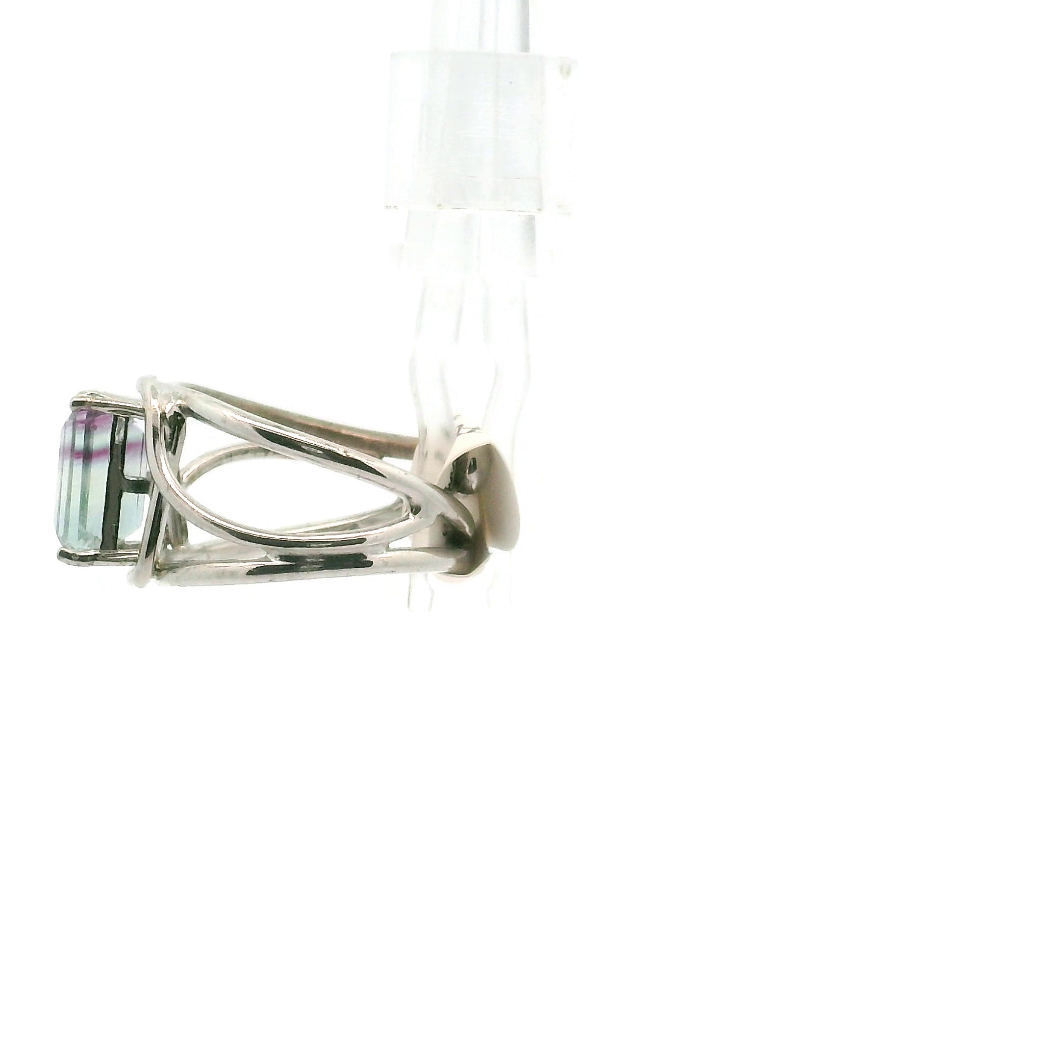 Rainbow Fluorite Emerald Cut Cuff Rings .925 Silver for Clearing Energy Fields and Focusing on your Goals