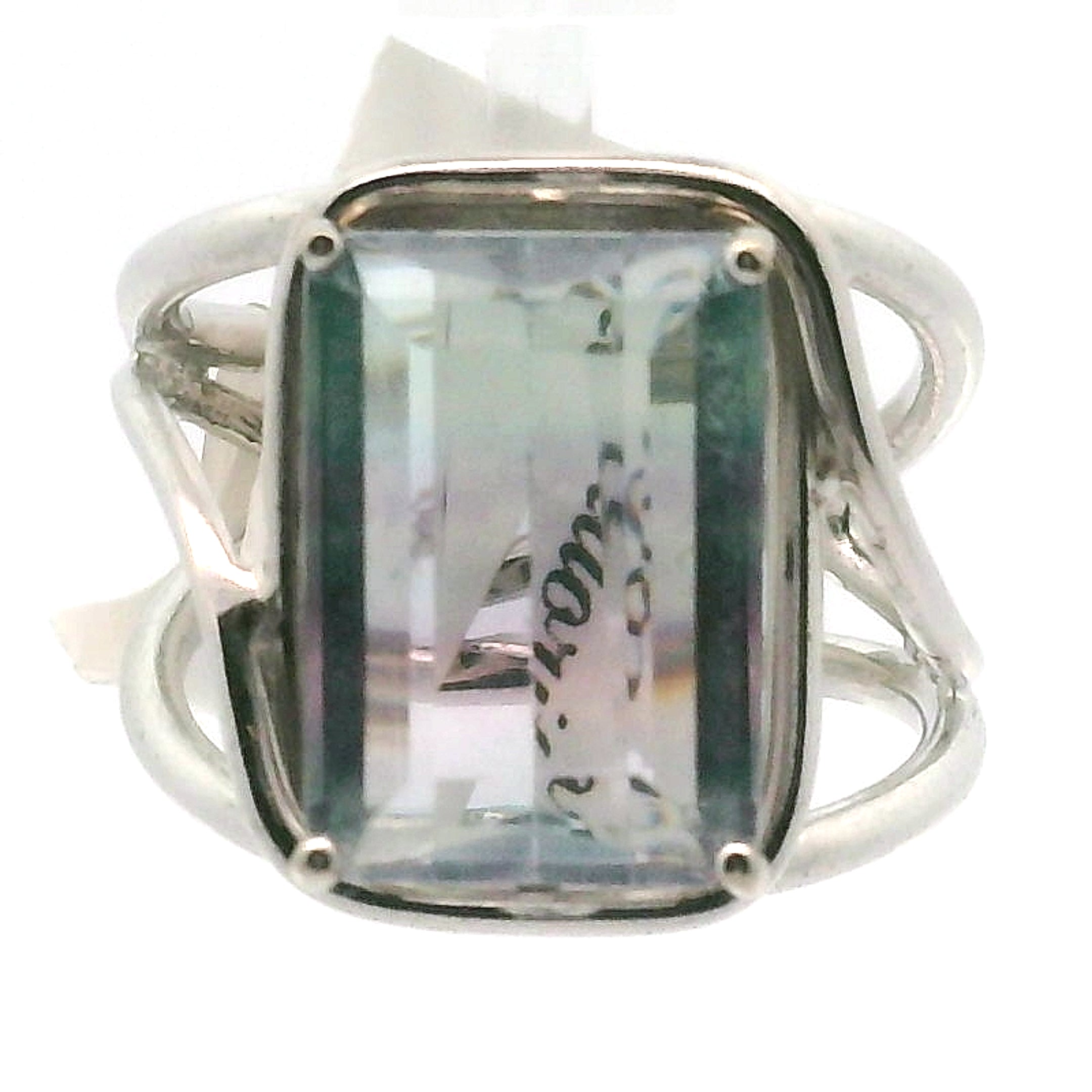 Rainbow Fluorite Emerald Cut Cuff Rings .925 Silver for Clearing Energy Fields and Focusing on your Goals