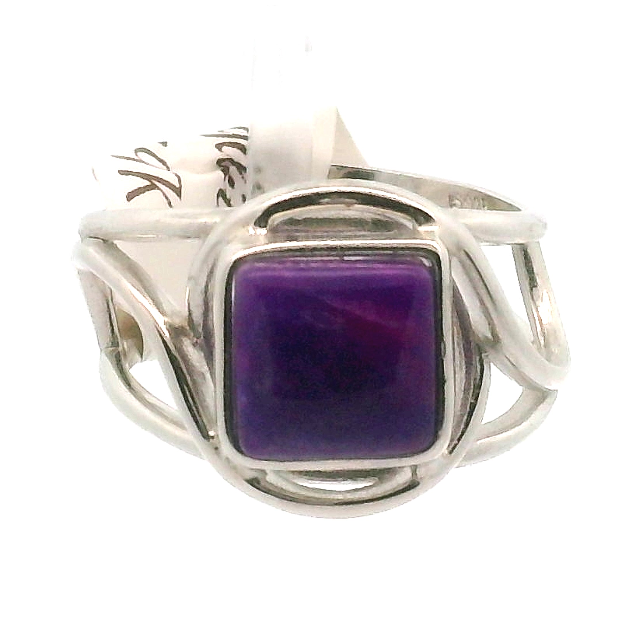 Sugilite Cuff Ring .925 Silver for Enhancing Dreamwork and Discovery of Your Path