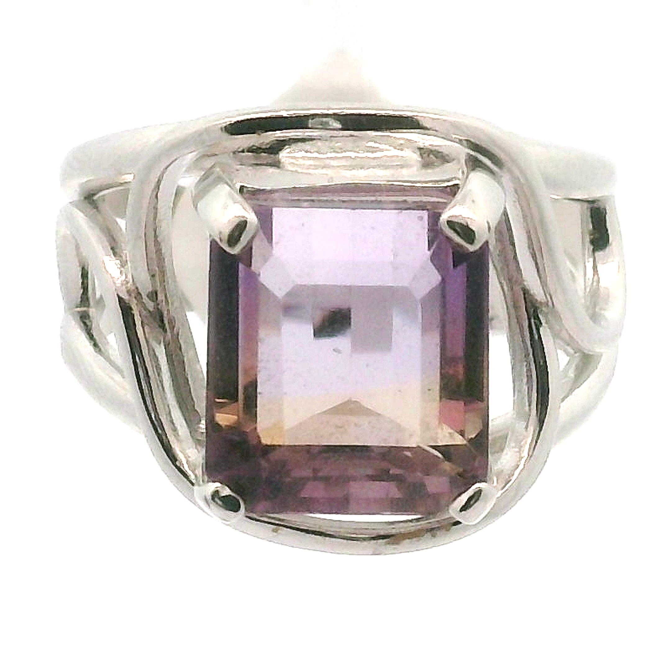 Ametrine Cuff Ring .925 Silver for Empowerment & Harmony