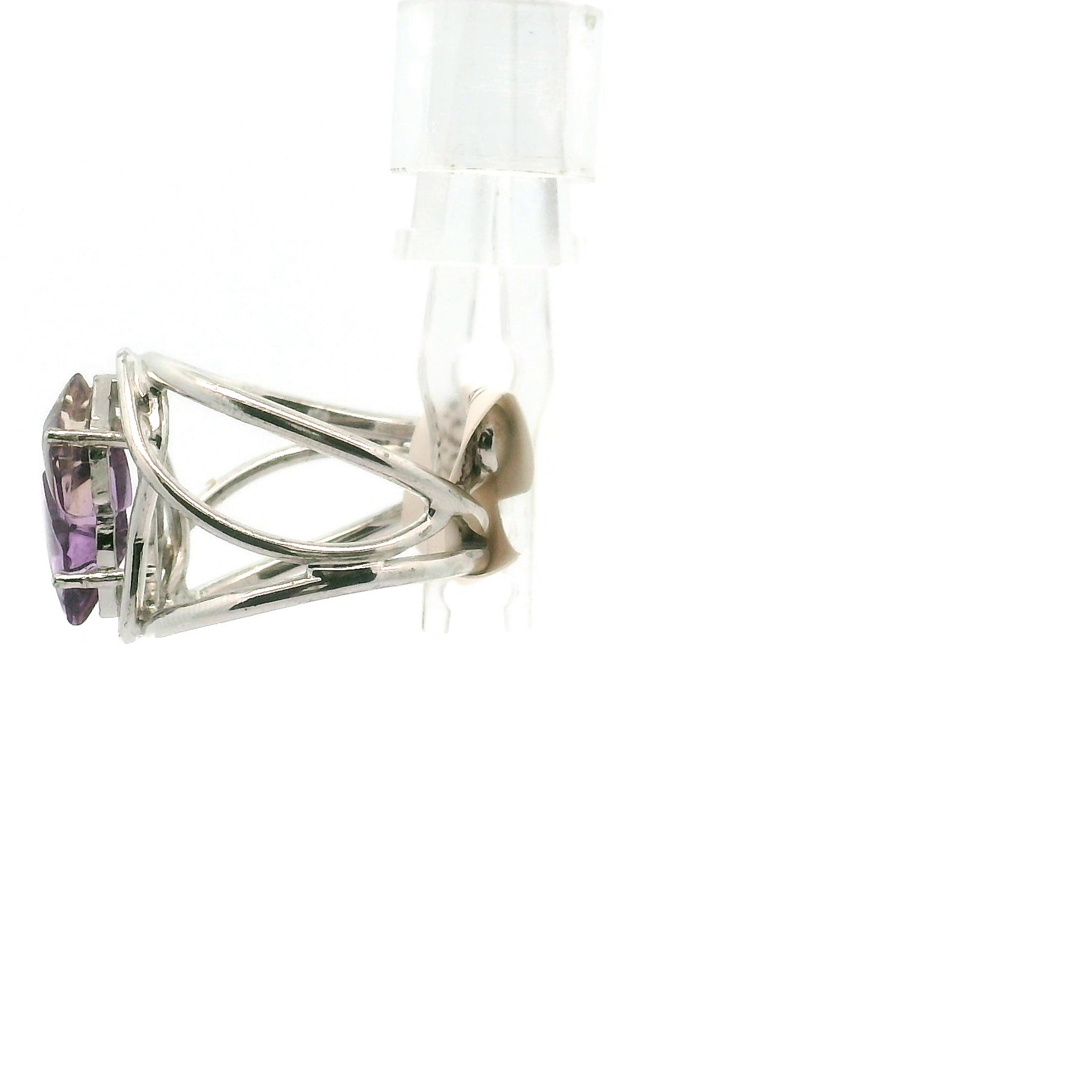 Ametrine Carved Cuff Ring .925 Silver for Empowerment & Harmony