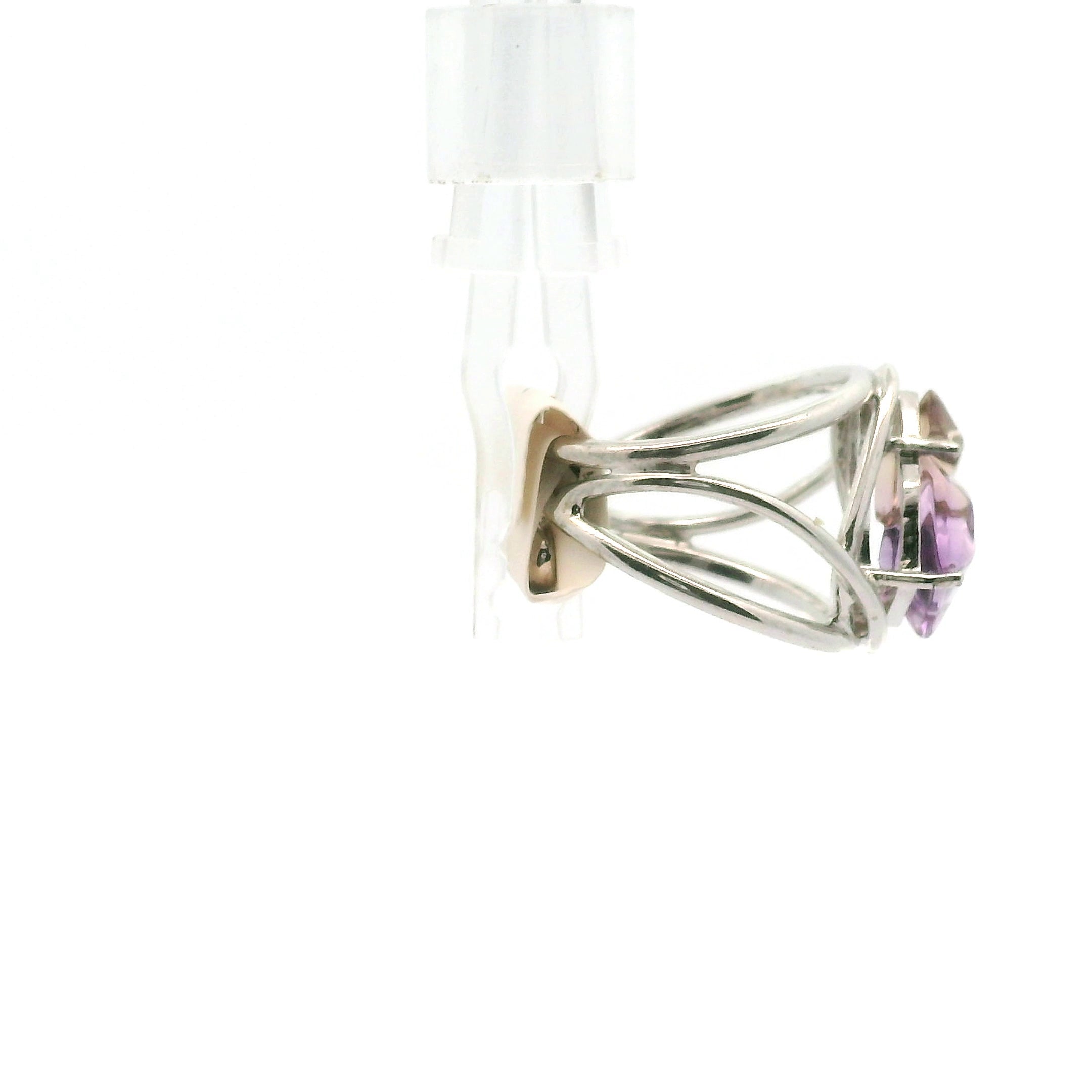 Ametrine Carved Cuff Ring .925 Silver for Empowerment & Harmony