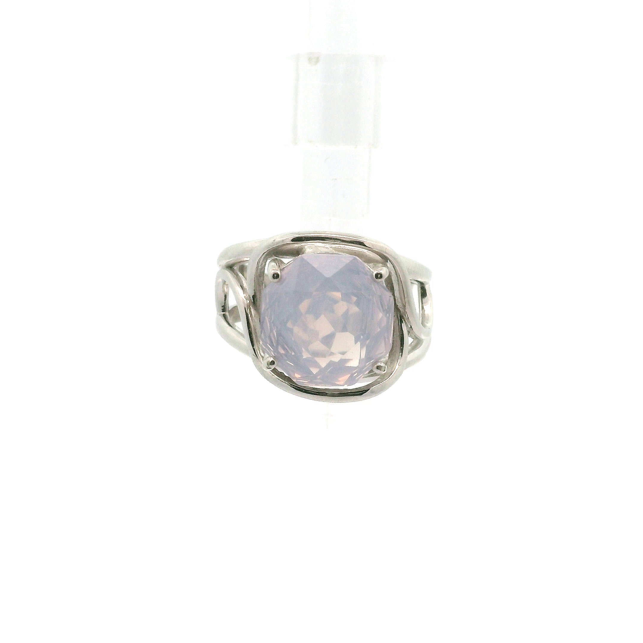 Lavender Moon Quartz Cuff Ring .925 Silver for Angelic Wisdom