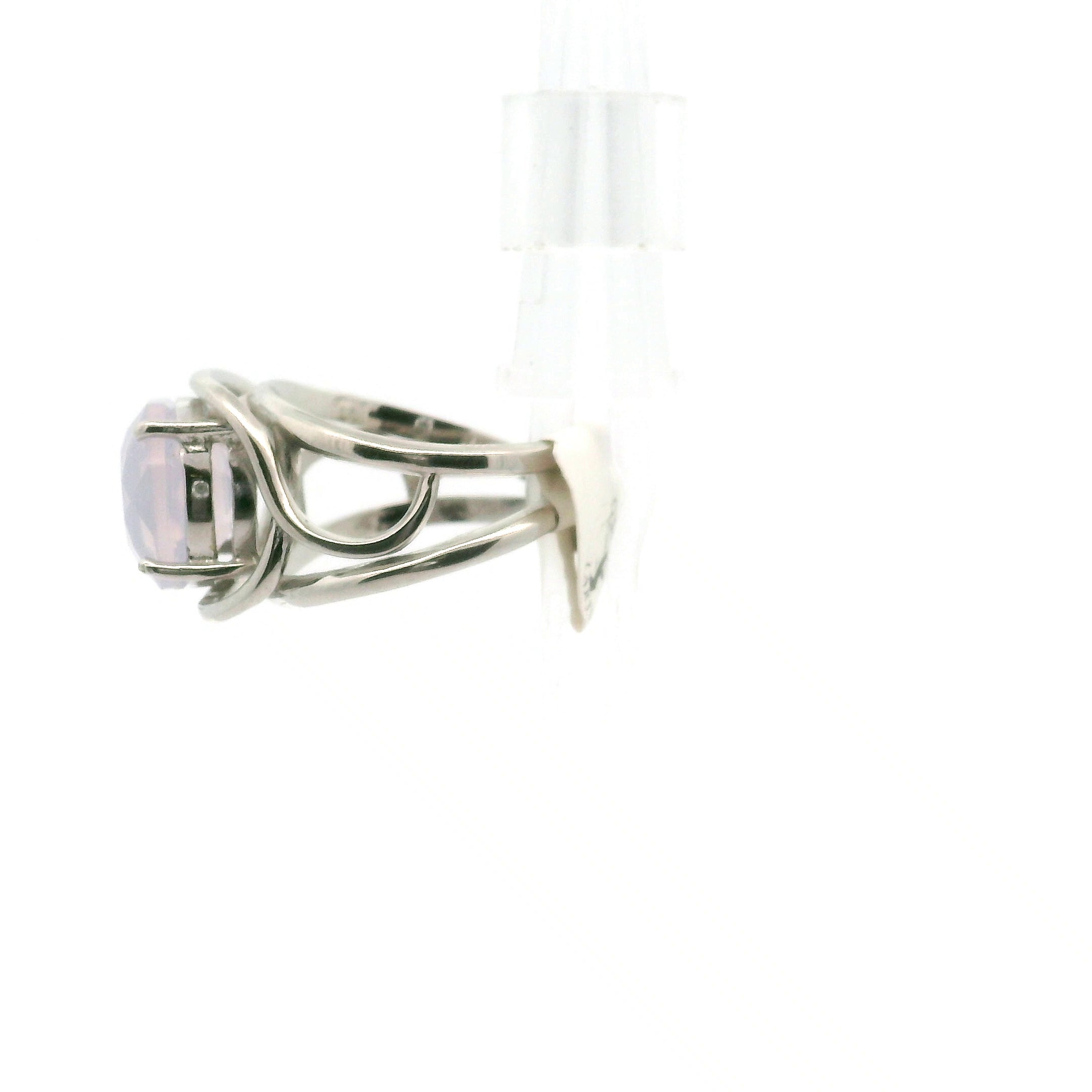 Lavender Moon Quartz Cuff Ring .925 Silver for Angelic Wisdom