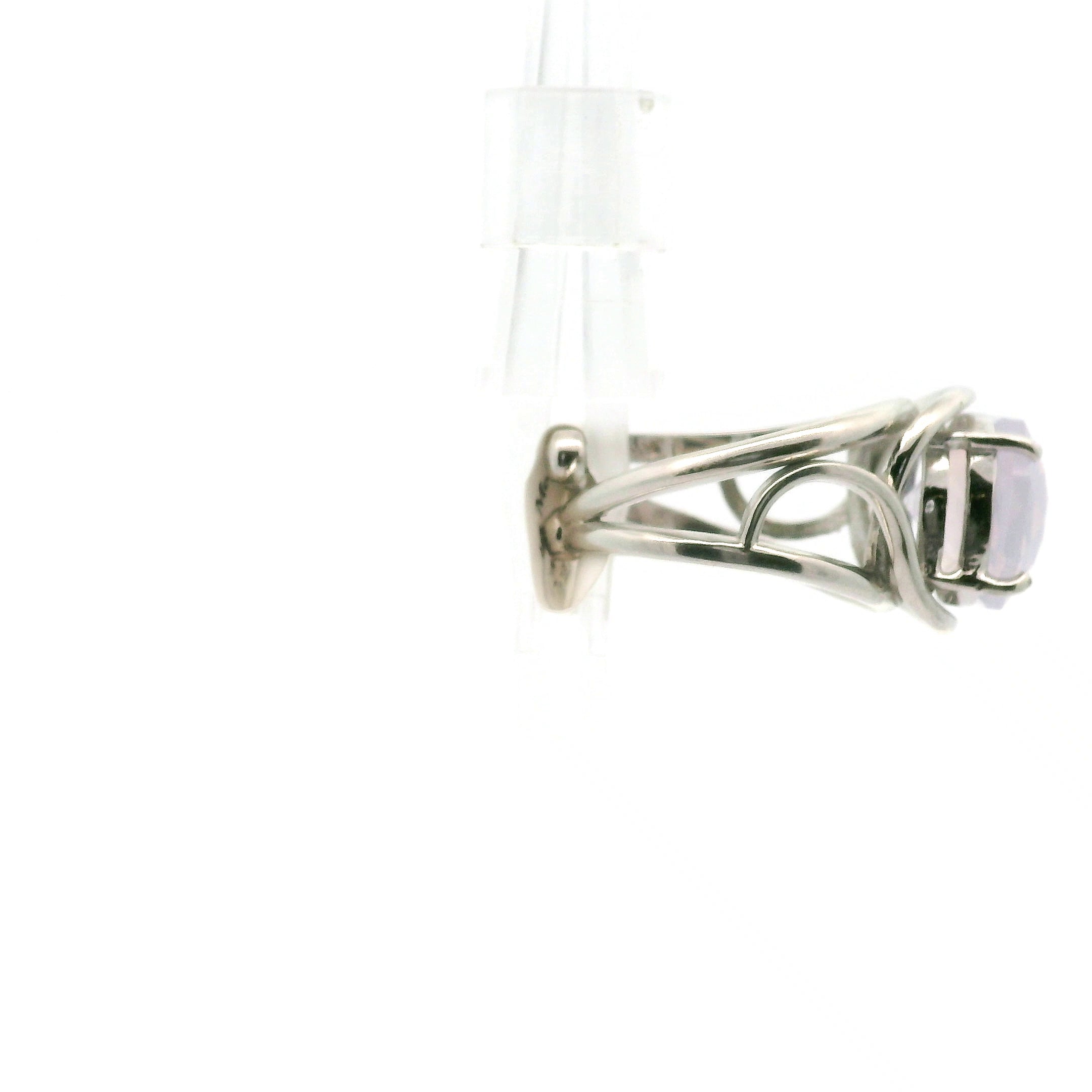 Lavender Moon Quartz Cuff Ring .925 Silver for Angelic Wisdom
