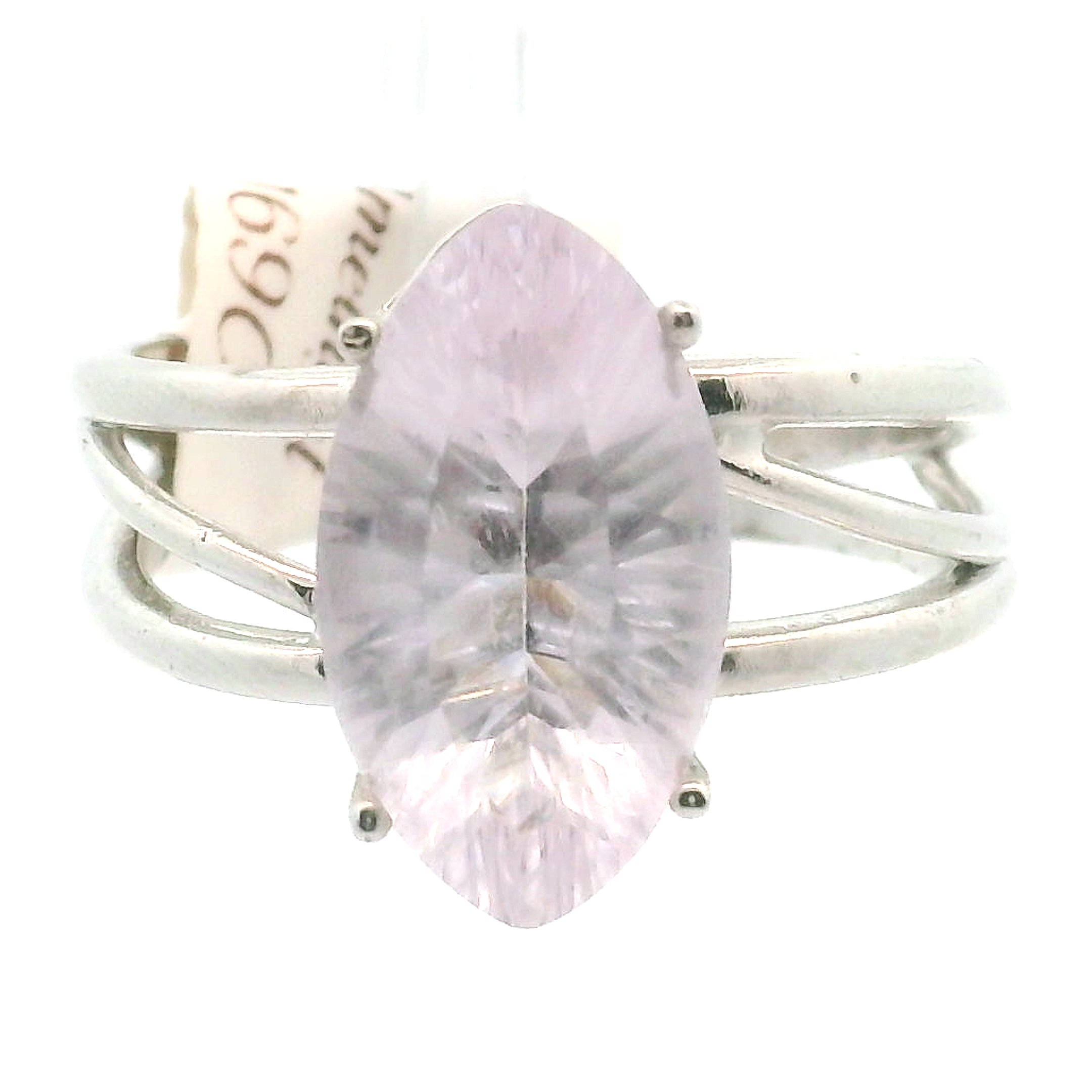 Rose De France Amethyst Faceted Cuff Ring .925 Silver for Enhancing Intuition & Connection with Divine