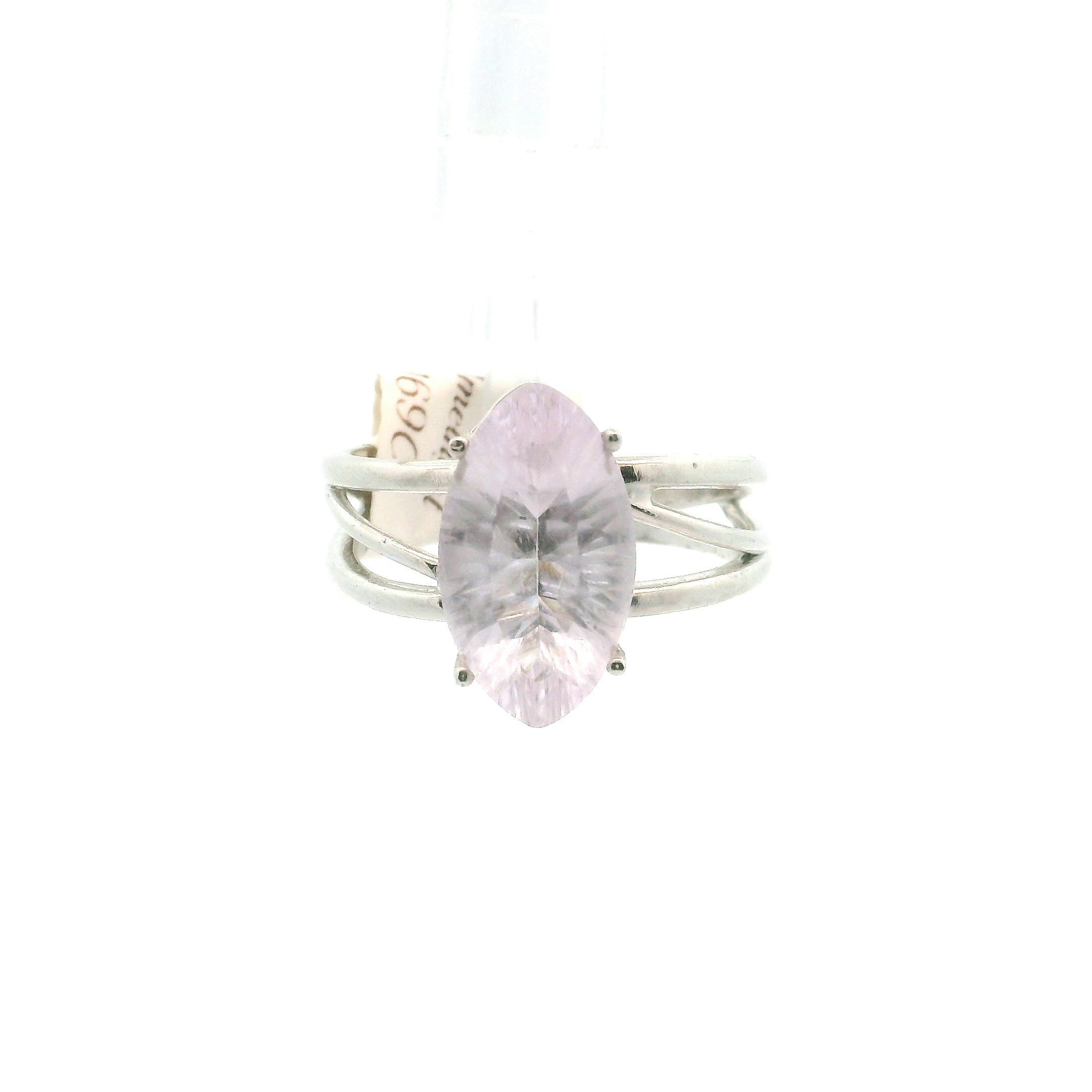 Rose De France Amethyst Faceted Cuff Ring .925 Silver for Enhancing Intuition & Connection with Divine