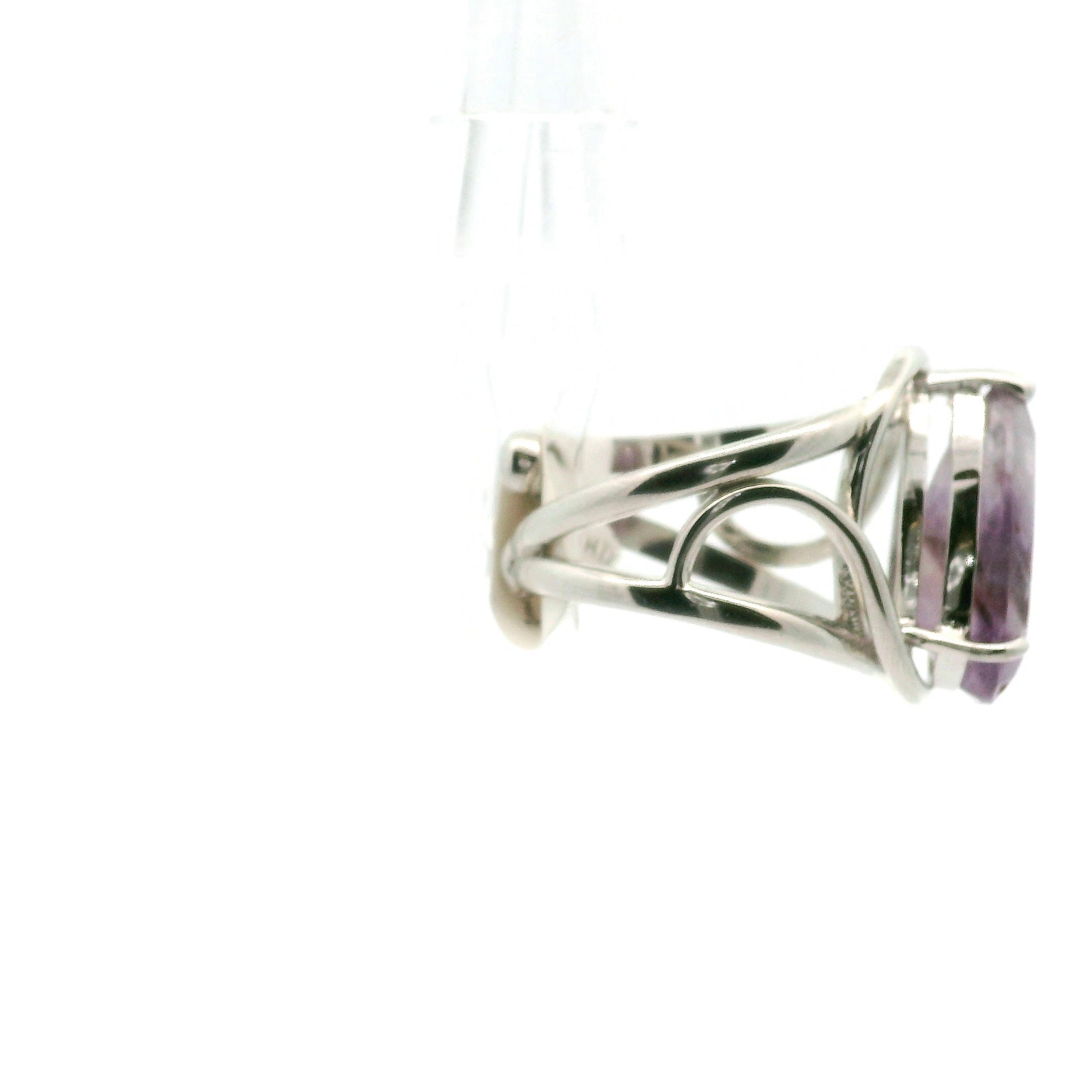 Phantom Amethyst Cuff Ring .925 Silver for Enhancing Intuition & Connection with Divine