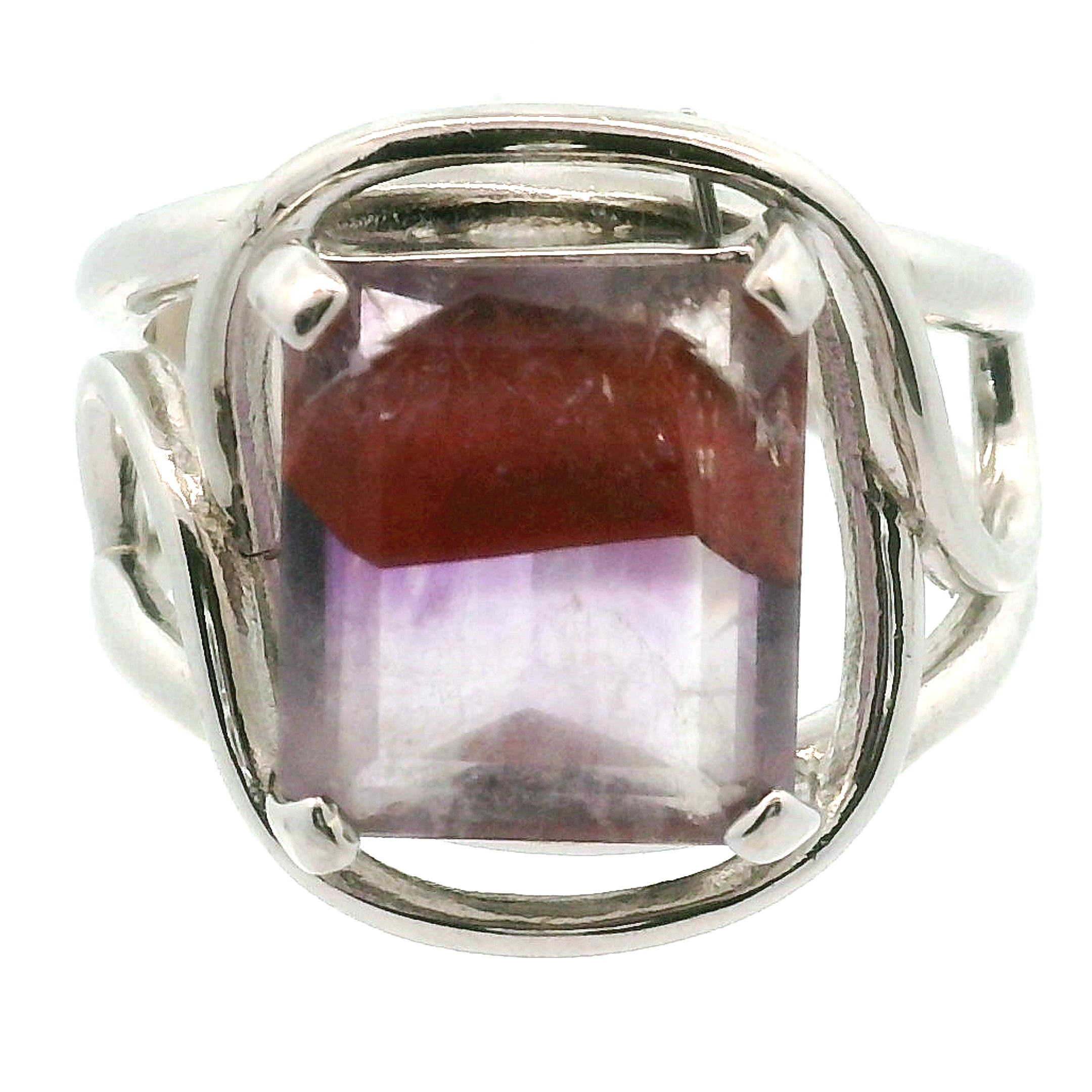 Phantom Amethyst Cuff Ring .925 Silver for Enhancing Intuition & Connection with Divine