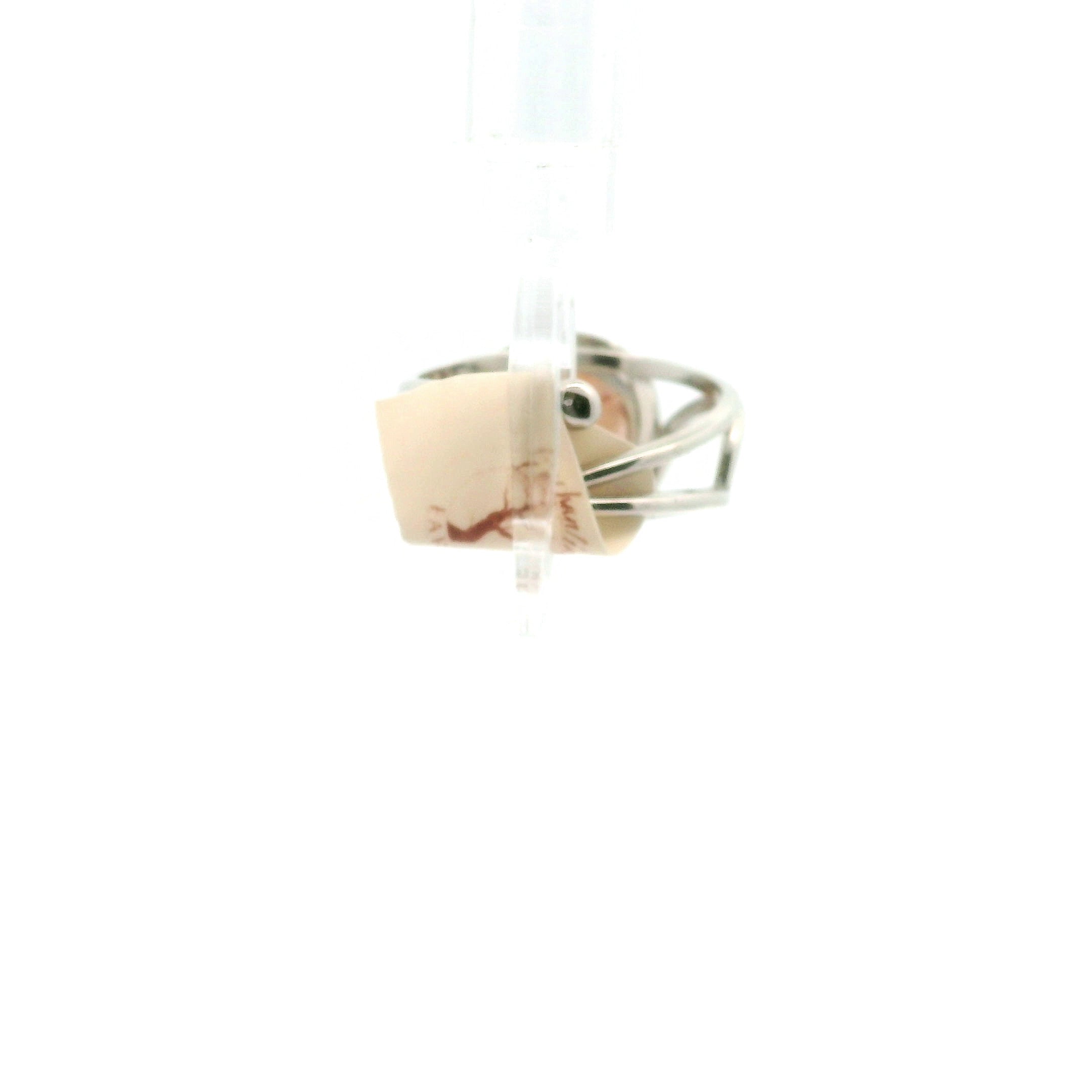 Moonstone Carved Rose Adjustable Ring .925 Silver for New Beginnings