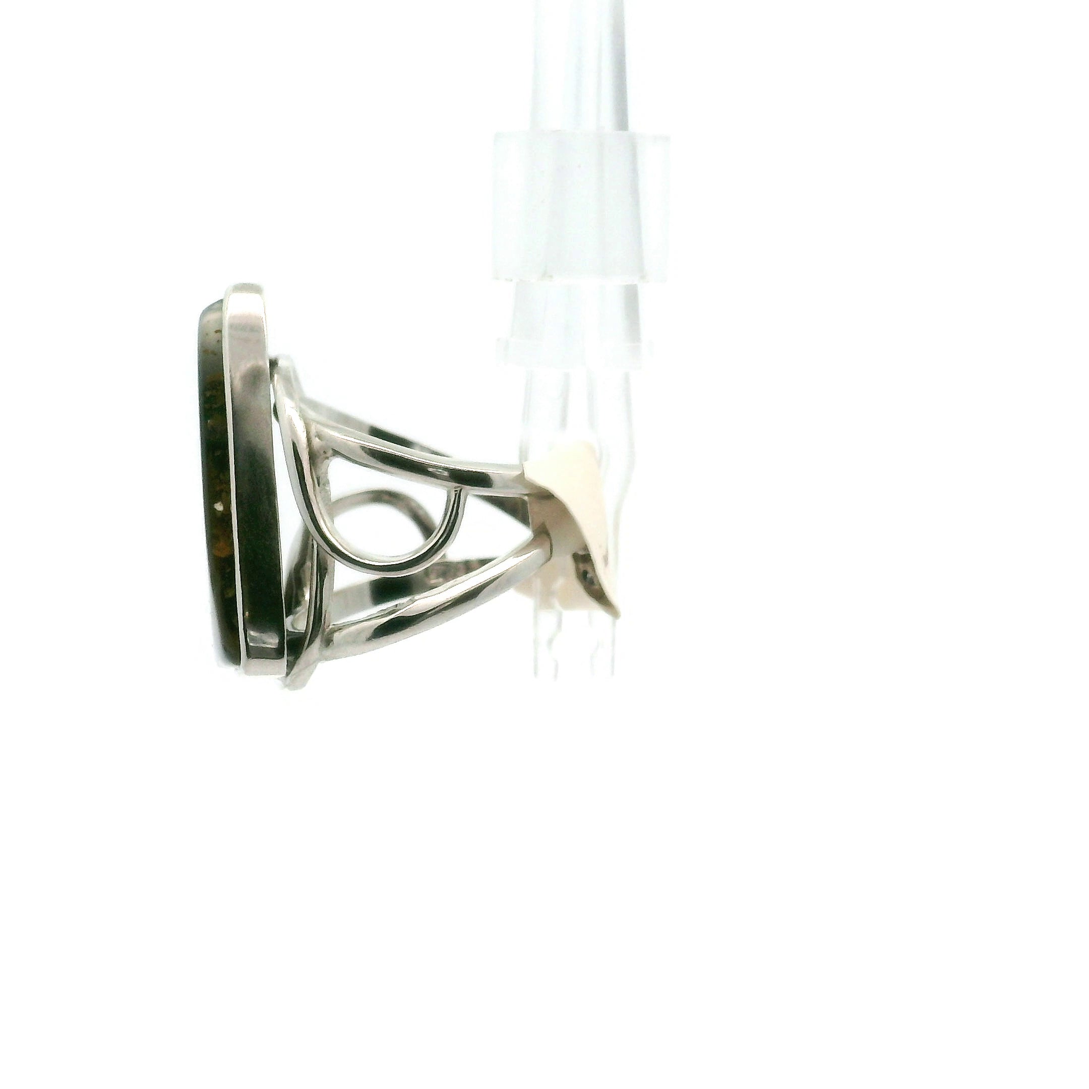 Quartz Pseudomorph Barite Cuff Ring 925 Silver for Higher Awareness and Courage