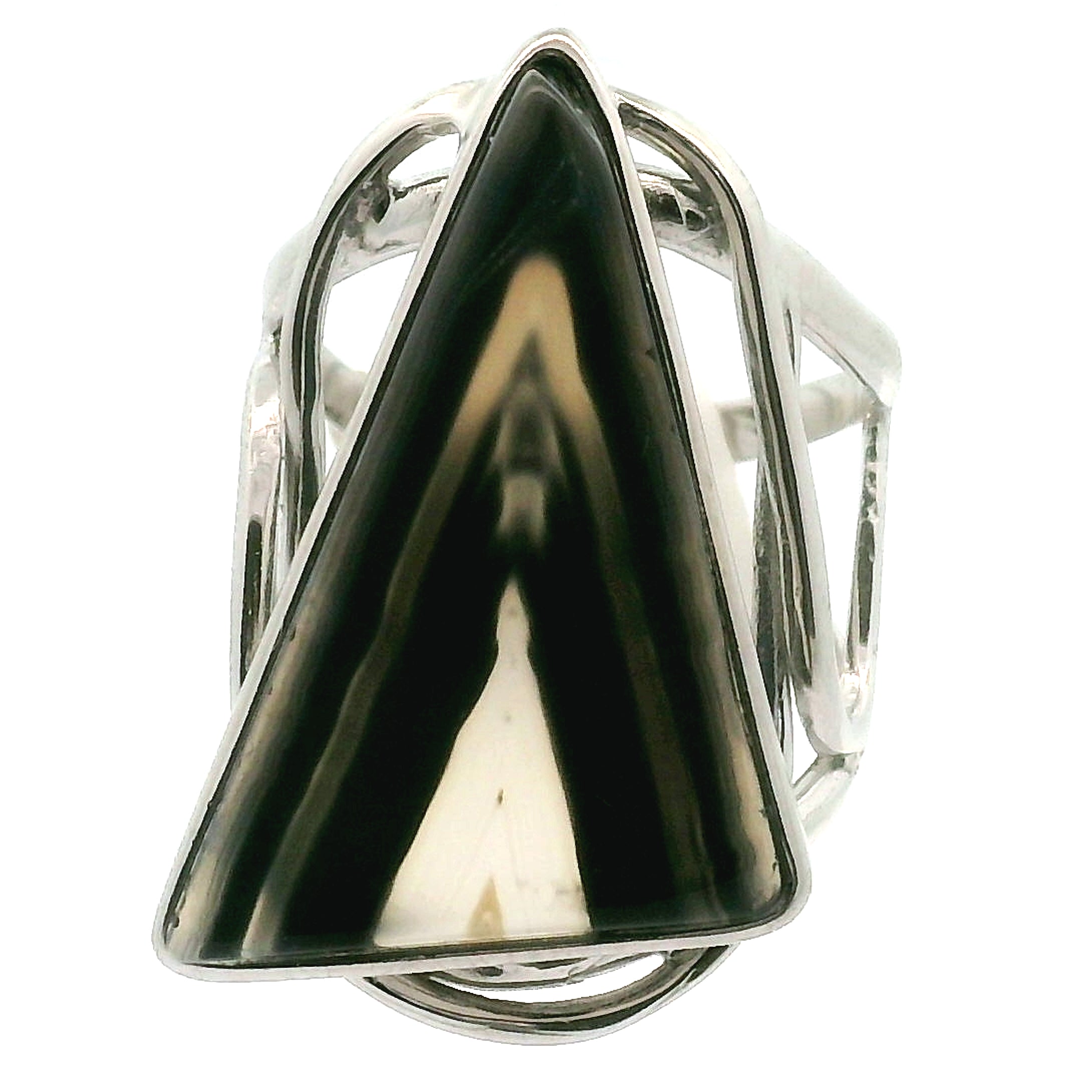 Quartz Pseudomorph Barite Cuff Ring 925 Silver for Higher Awareness and Courage