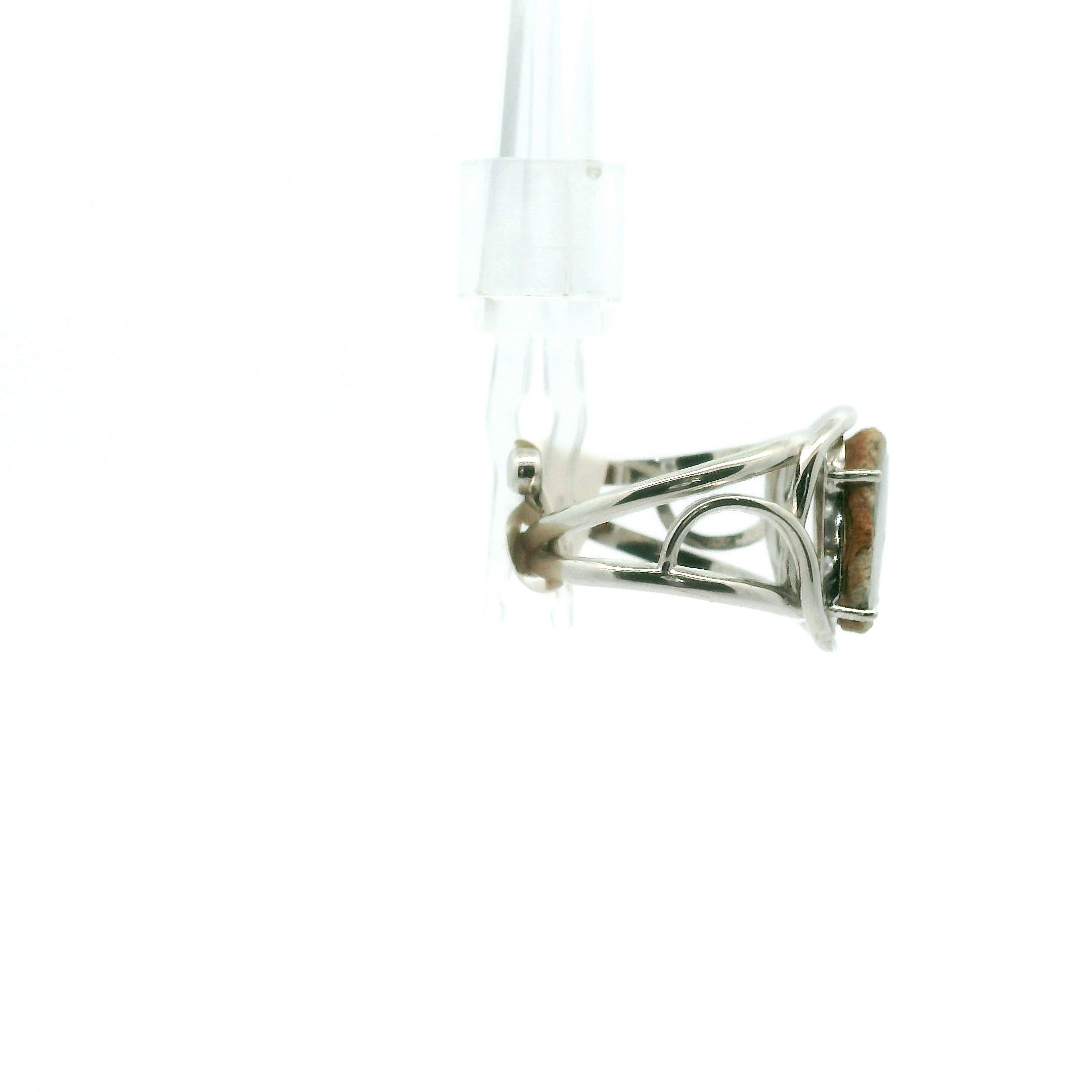 Lunar Geode Slice Adjustable Ring .925 Silver for Manifestation