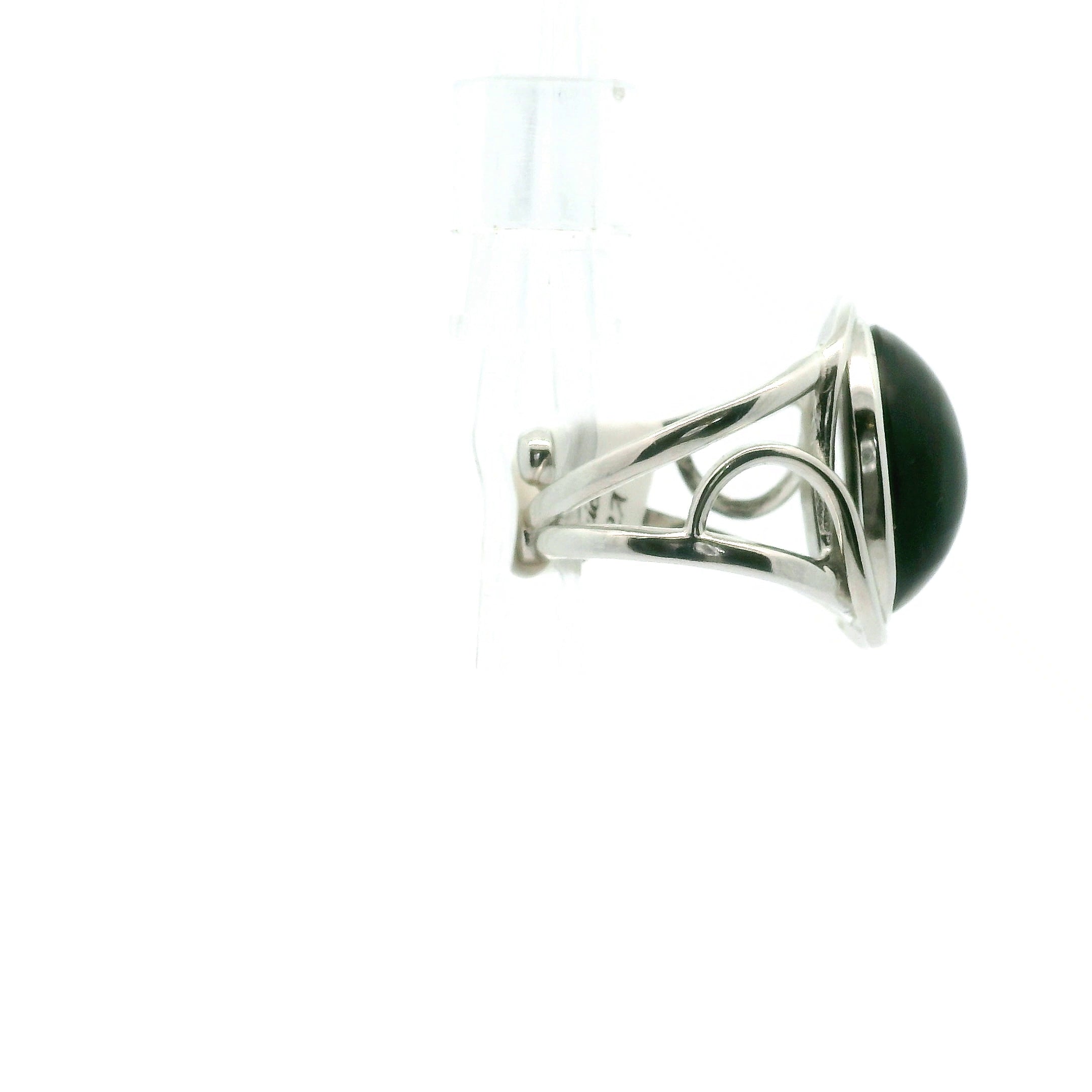 Velvet Obsidian Obsidian Finger Cuff Adjustable Ring .925 Silver for Transformation, Power and Protection