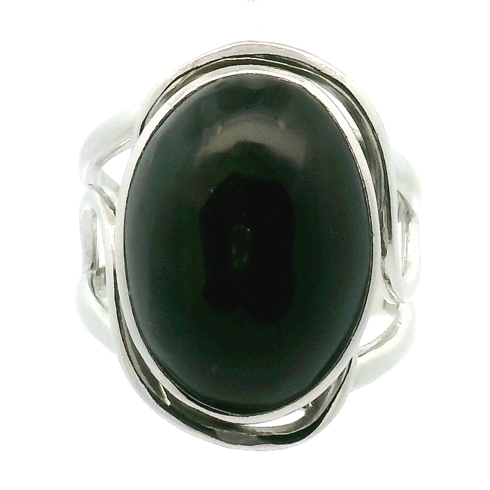 Velvet Obsidian Obsidian Finger Cuff Adjustable Ring .925 Silver for Transformation, Power and Protection