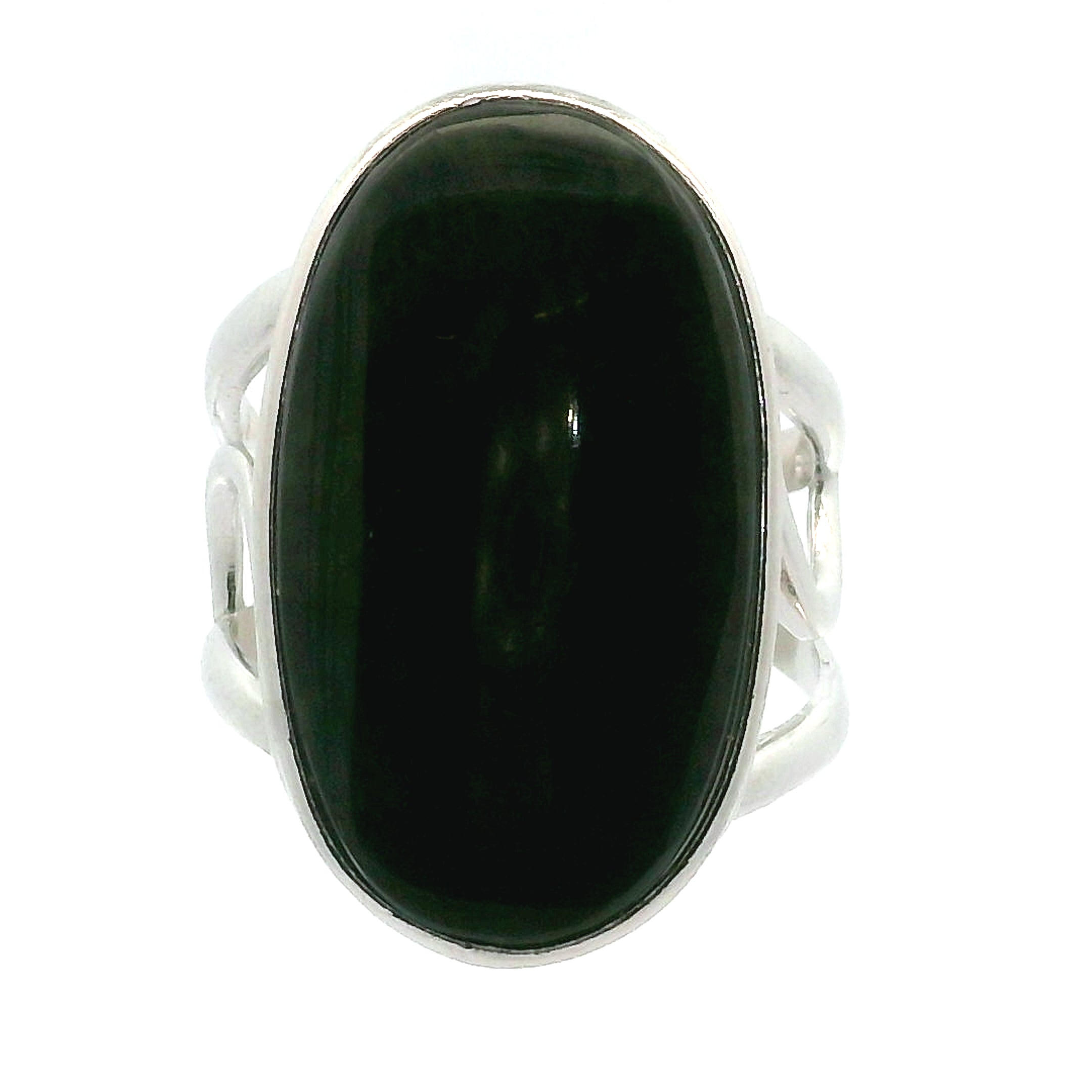 Velvet Obsidian Obsidian Finger Cuff Adjustable Ring .925 Silver for Transformation, Power and Protection
