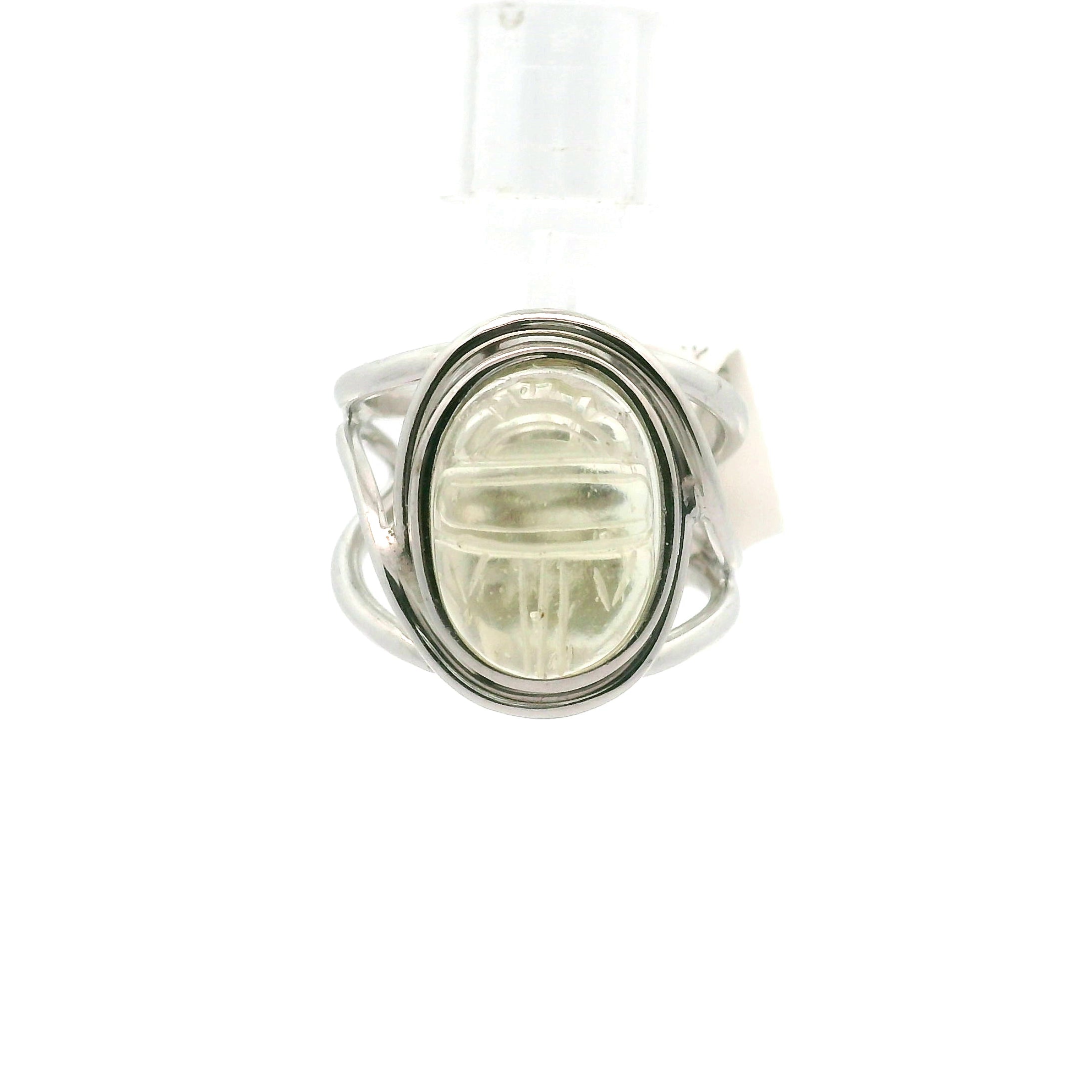 Libyan Desert Glass Carved Scarab Cuff Ring .925 Silver for Confidence, Manifestation and Personal Power
