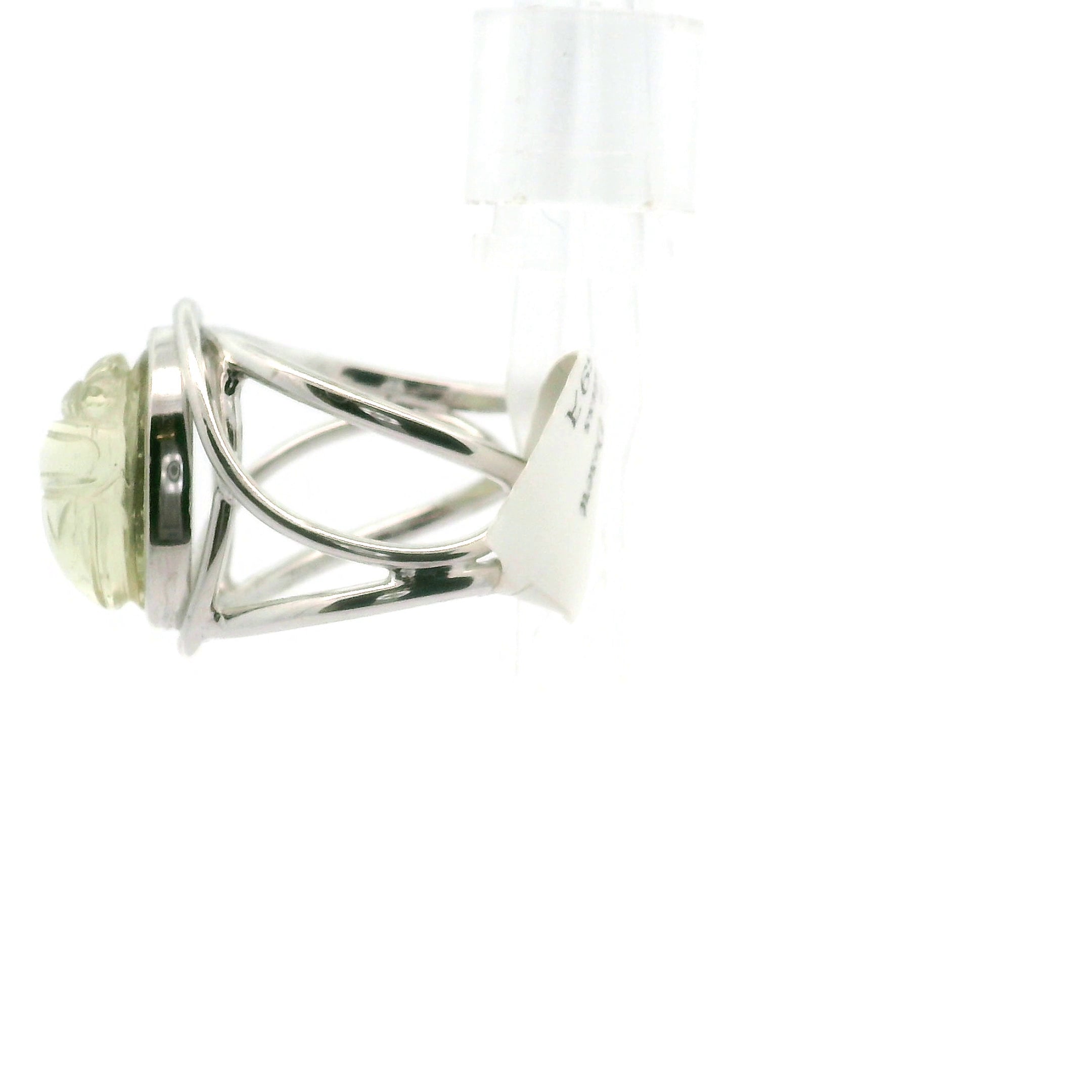 Libyan Desert Glass Carved Scarab Cuff Ring .925 Silver for Confidence, Manifestation and Personal Power