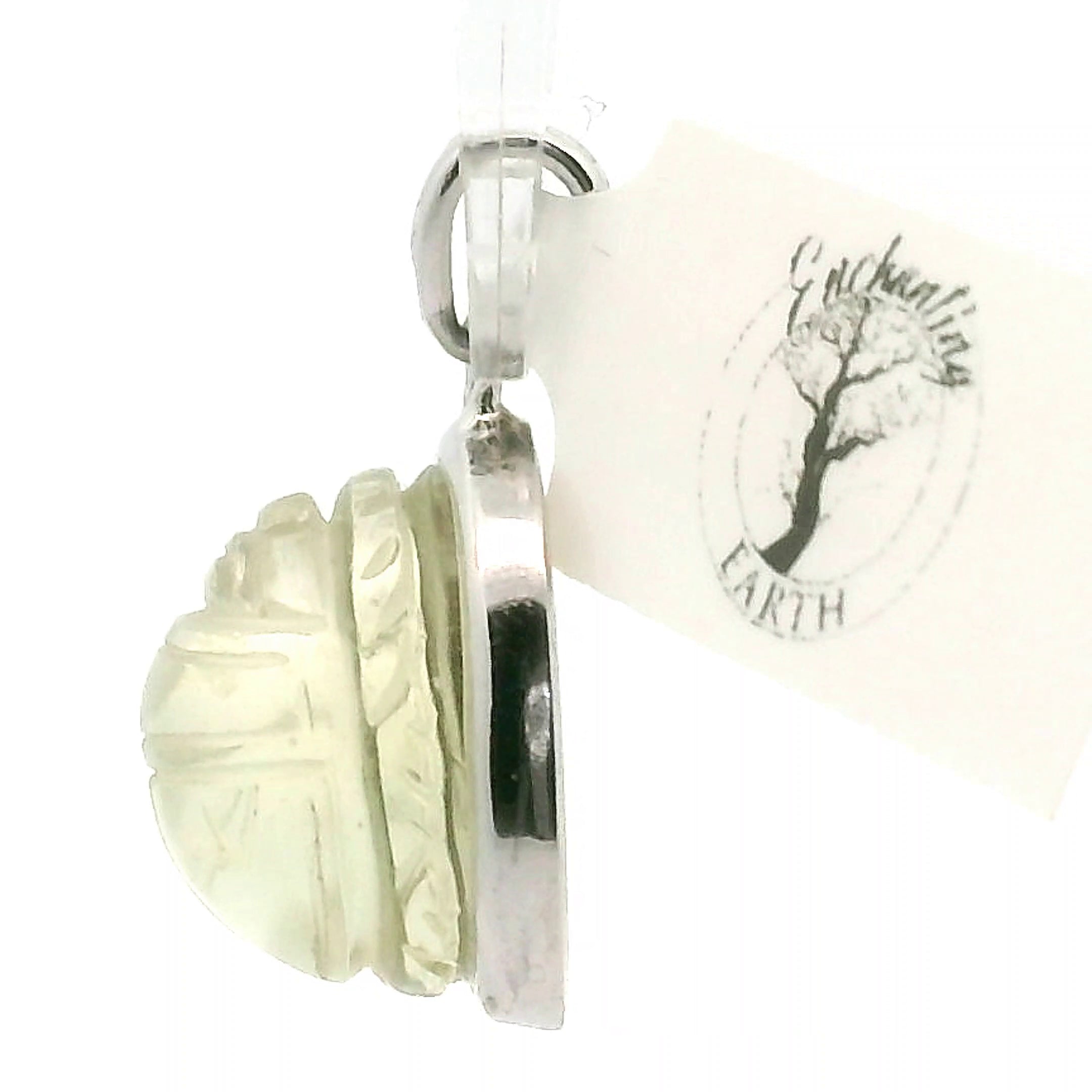 Libyan Desert Glass Carved Scarab Pendant.925 Silver for Confidence, Manifestation and Personal Power