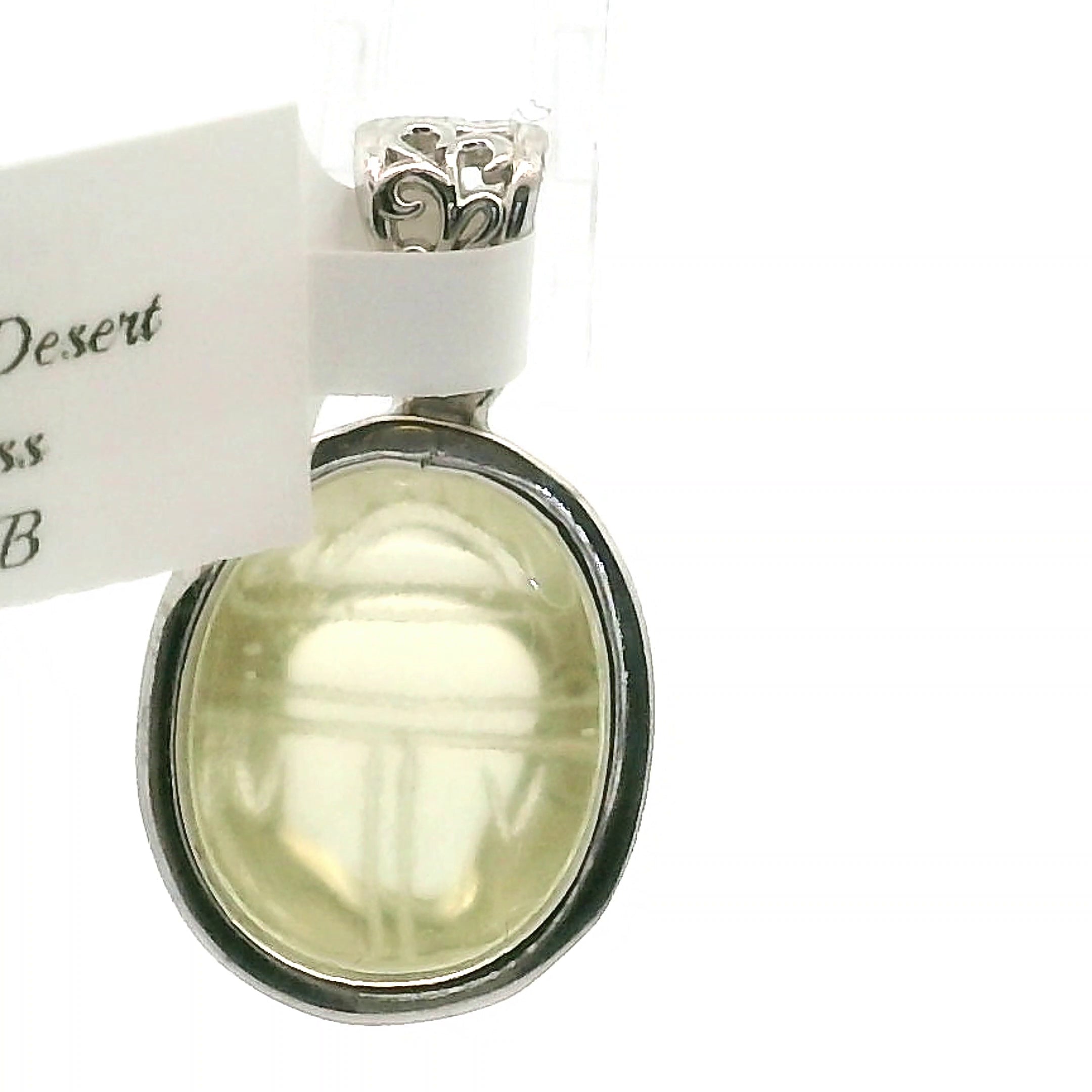 Libyan Desert Glass Carved Scarab Pendant.925 Silver for Confidence, Manifestation and Personal Power