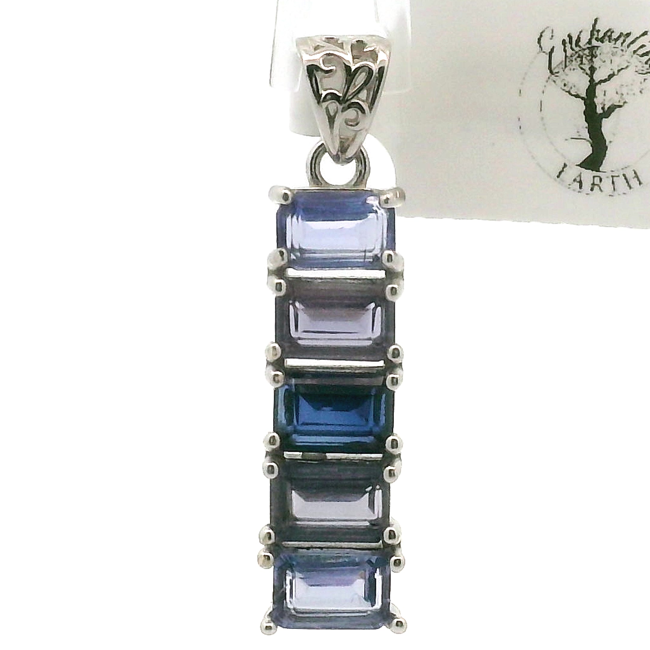 Multi Stone Emerald Cut Stacker Pendant .925 Silver for Healing, Intention Setting and Manifesting your Desires