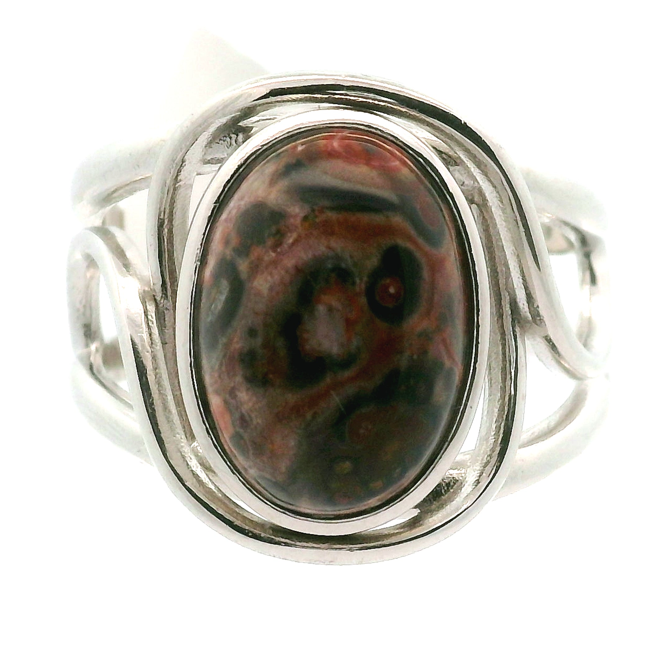 Leopardskin Jasper Cuff Ring .925 Silver for Grounding, Protection and Connection with Animal Guides
