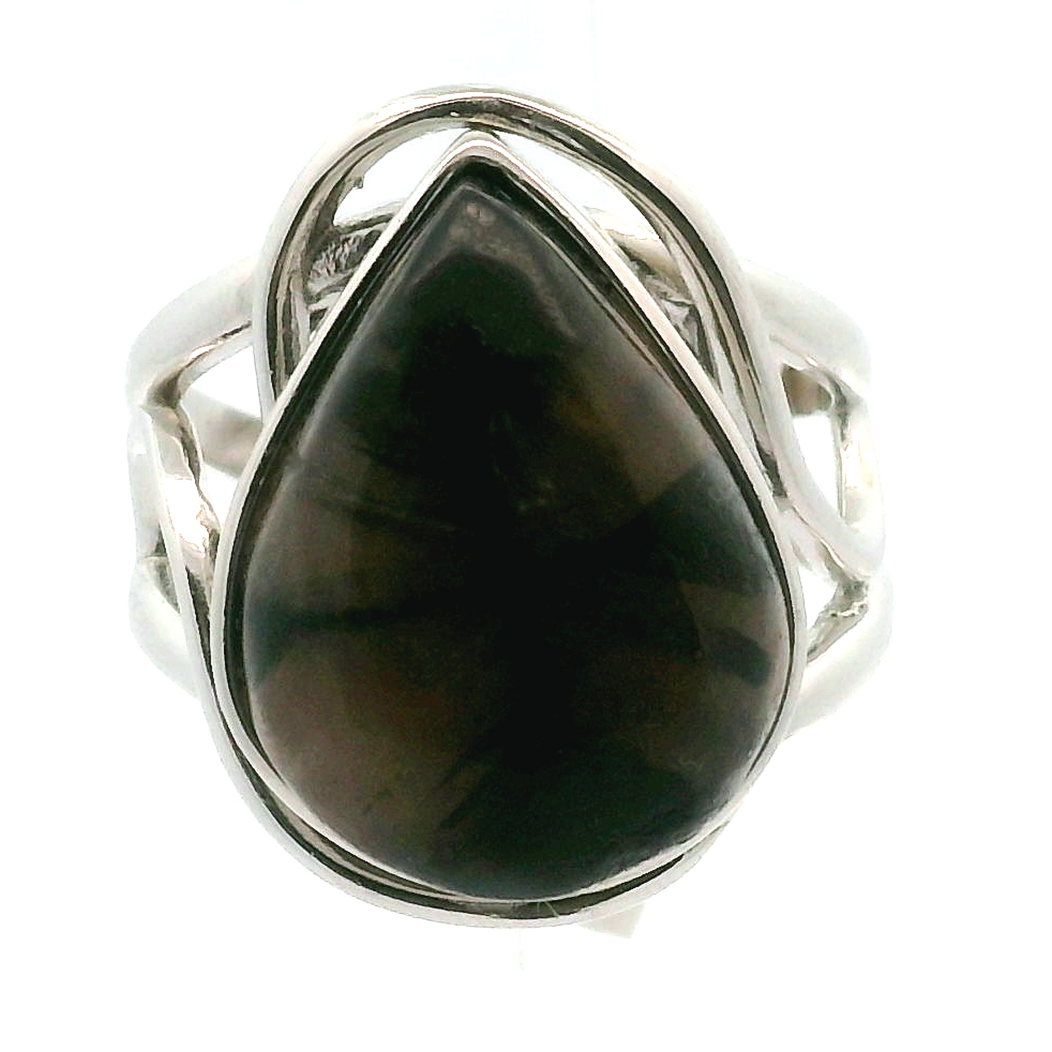 Chiastolite Cuff Ring .925 Silver for Protection Against Negativity