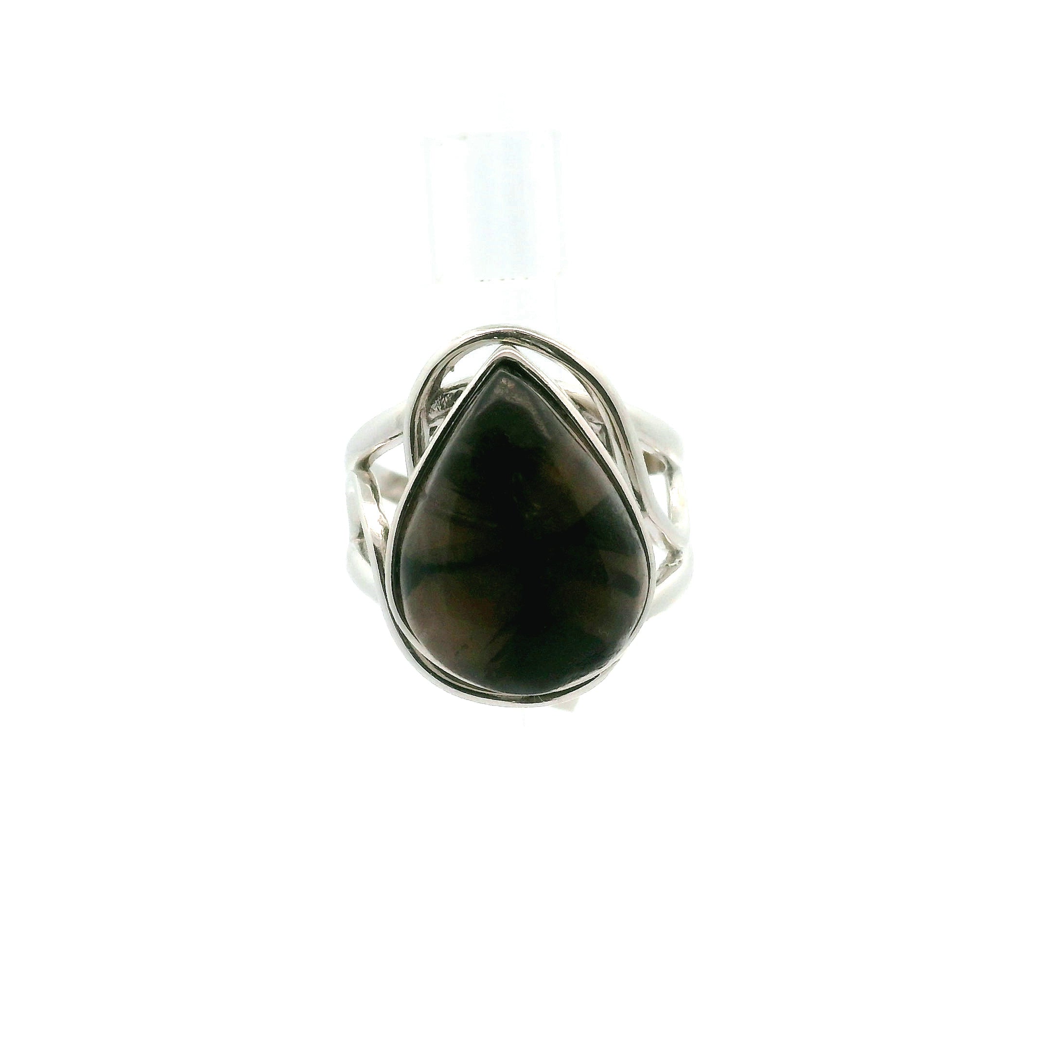Chiastolite Cuff Ring .925 Silver for Protection Against Negativity