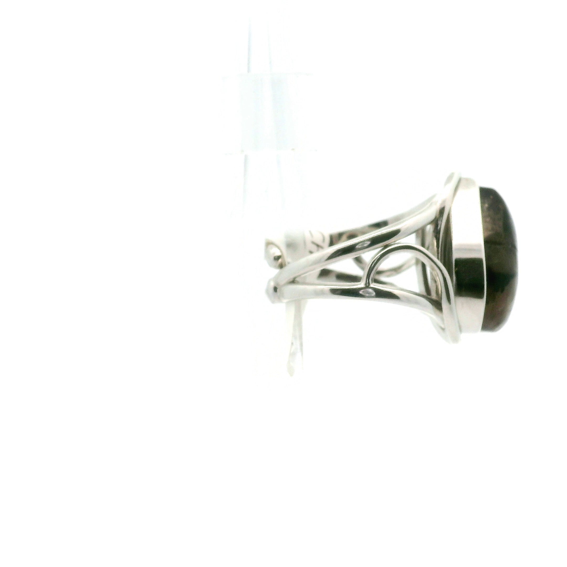 Chiastolite Cuff Ring .925 Silver for Protection Against Negativity