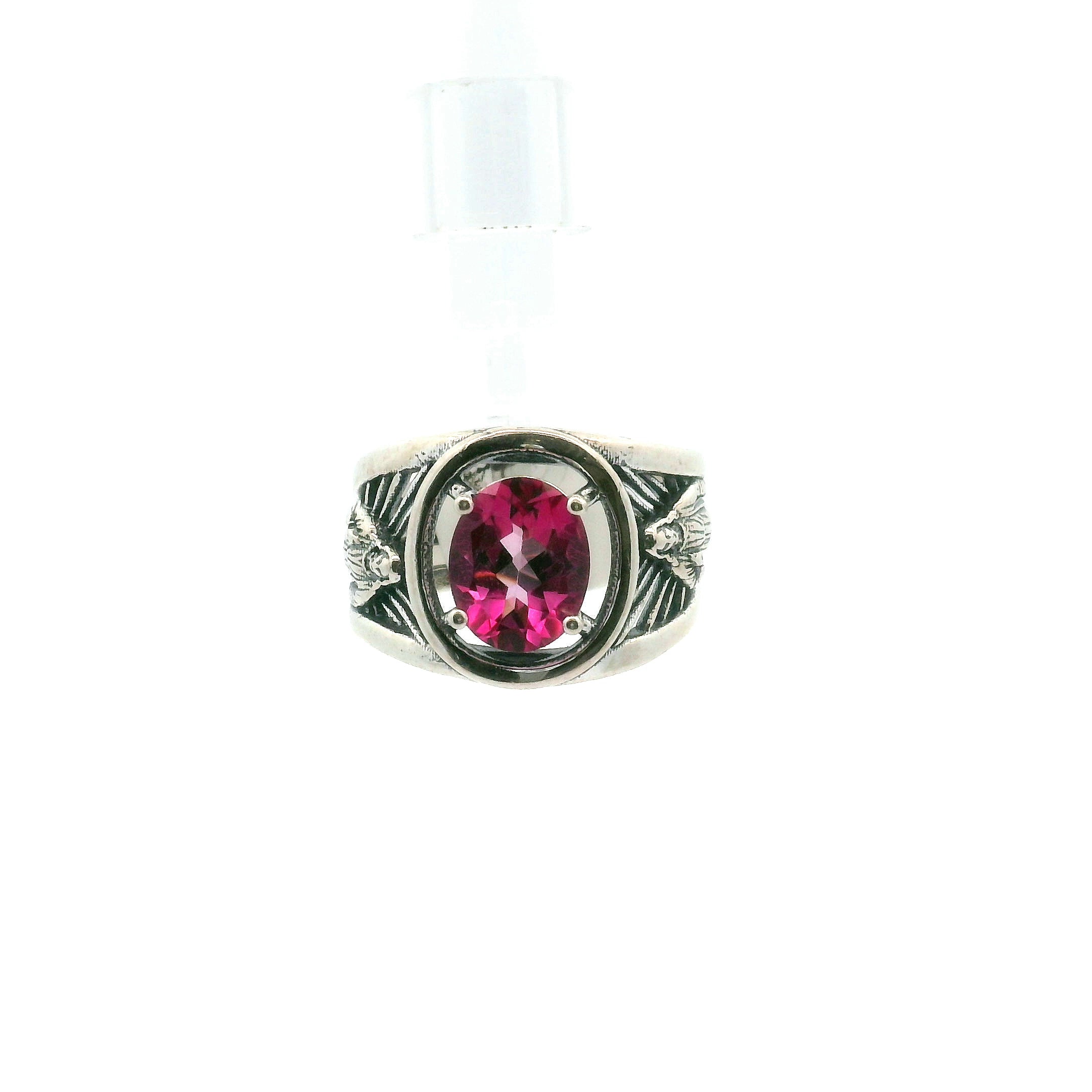Pink Topaz Jesus Cuff Ring .925 Silver for Health, Protection, Amplifying Intentions & Accelerating Manifestations