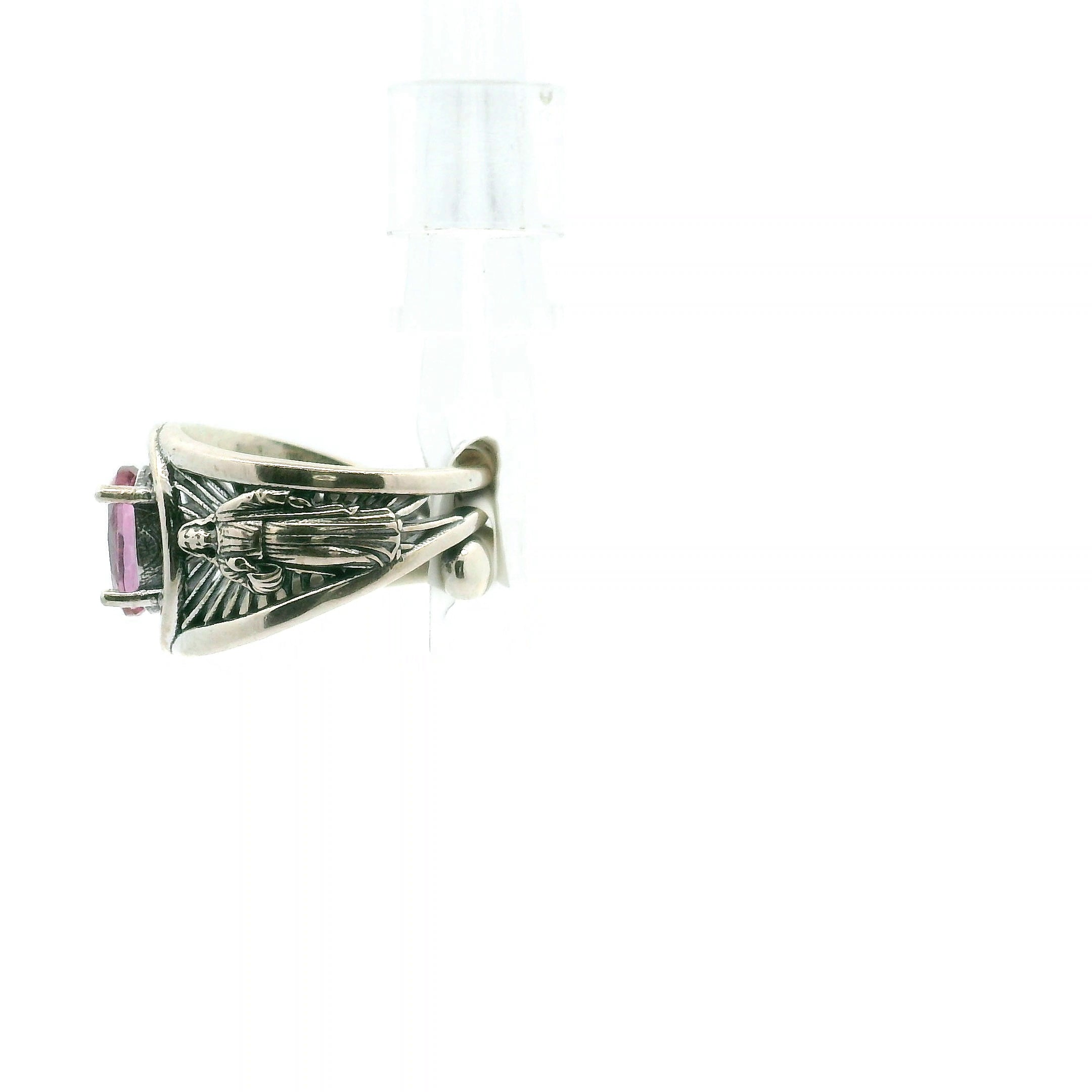 Pink Topaz Jesus Cuff Ring .925 Silver for Health, Protection, Amplifying Intentions & Accelerating Manifestations