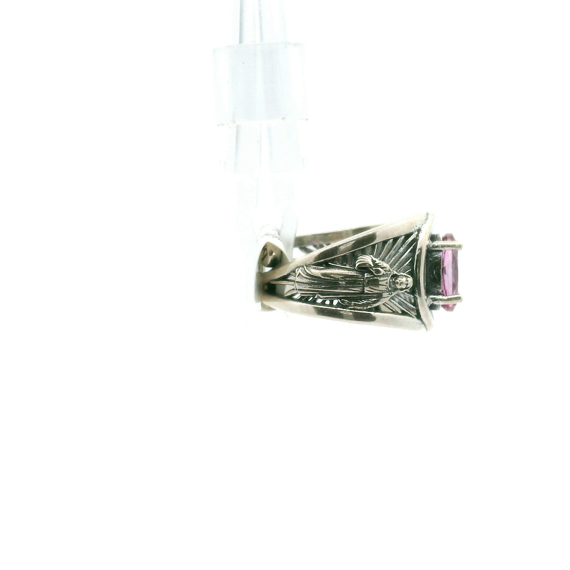 Pink Topaz Jesus Cuff Ring .925 Silver for Health, Protection, Amplifying Intentions & Accelerating Manifestations
