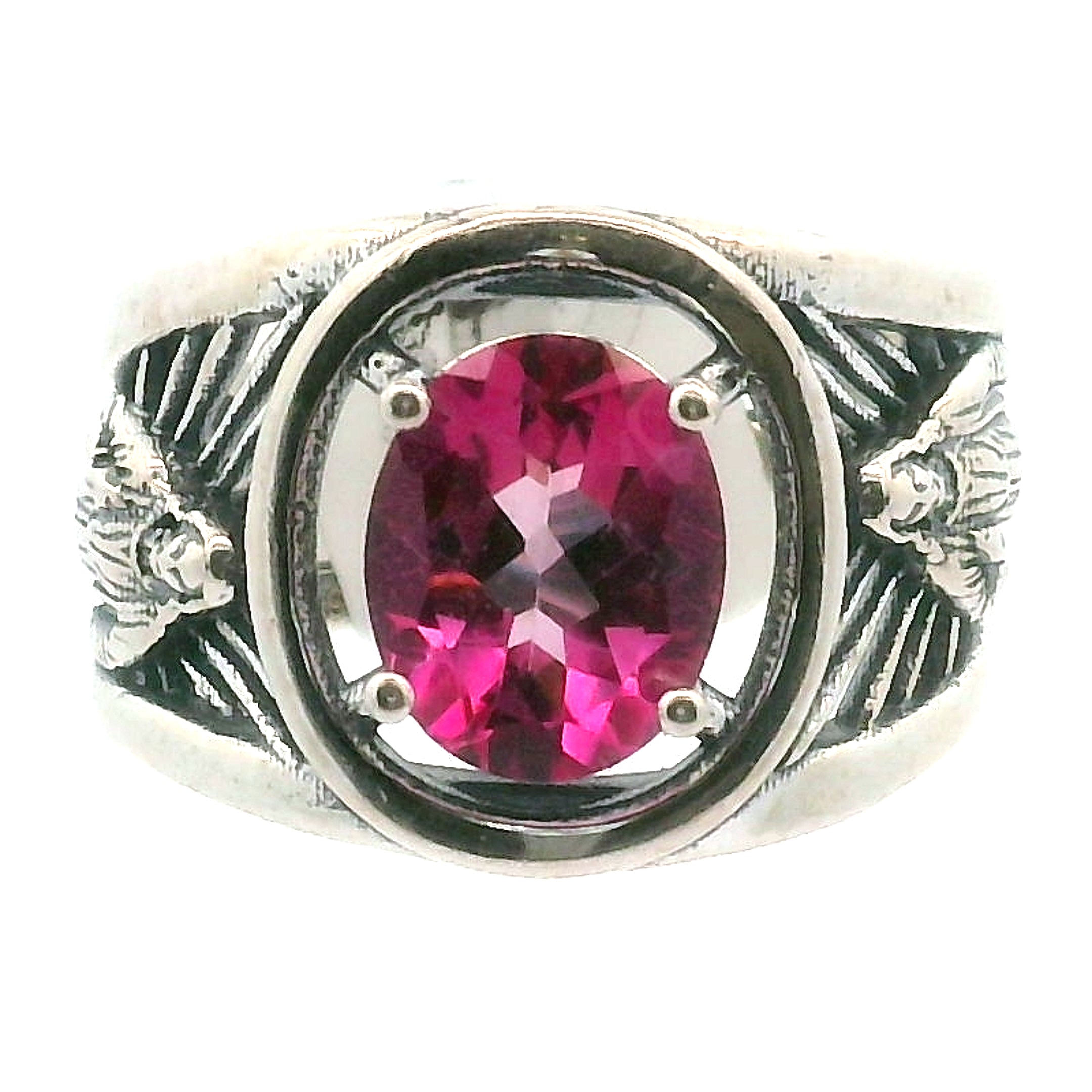 Pink Topaz Jesus Cuff Ring .925 Silver for Health, Protection, Amplifying Intentions & Accelerating Manifestations