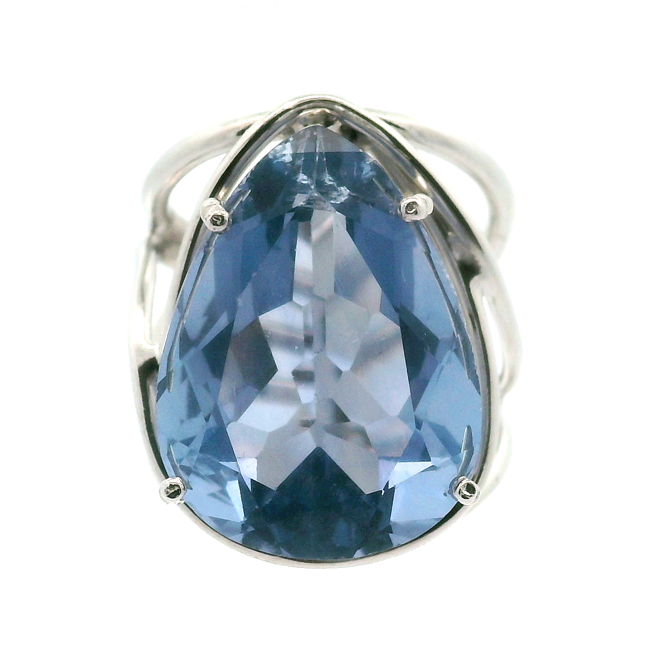 Blue Fluorite Cuff Ring .925 Silver for Third Eye Balancing and Focus