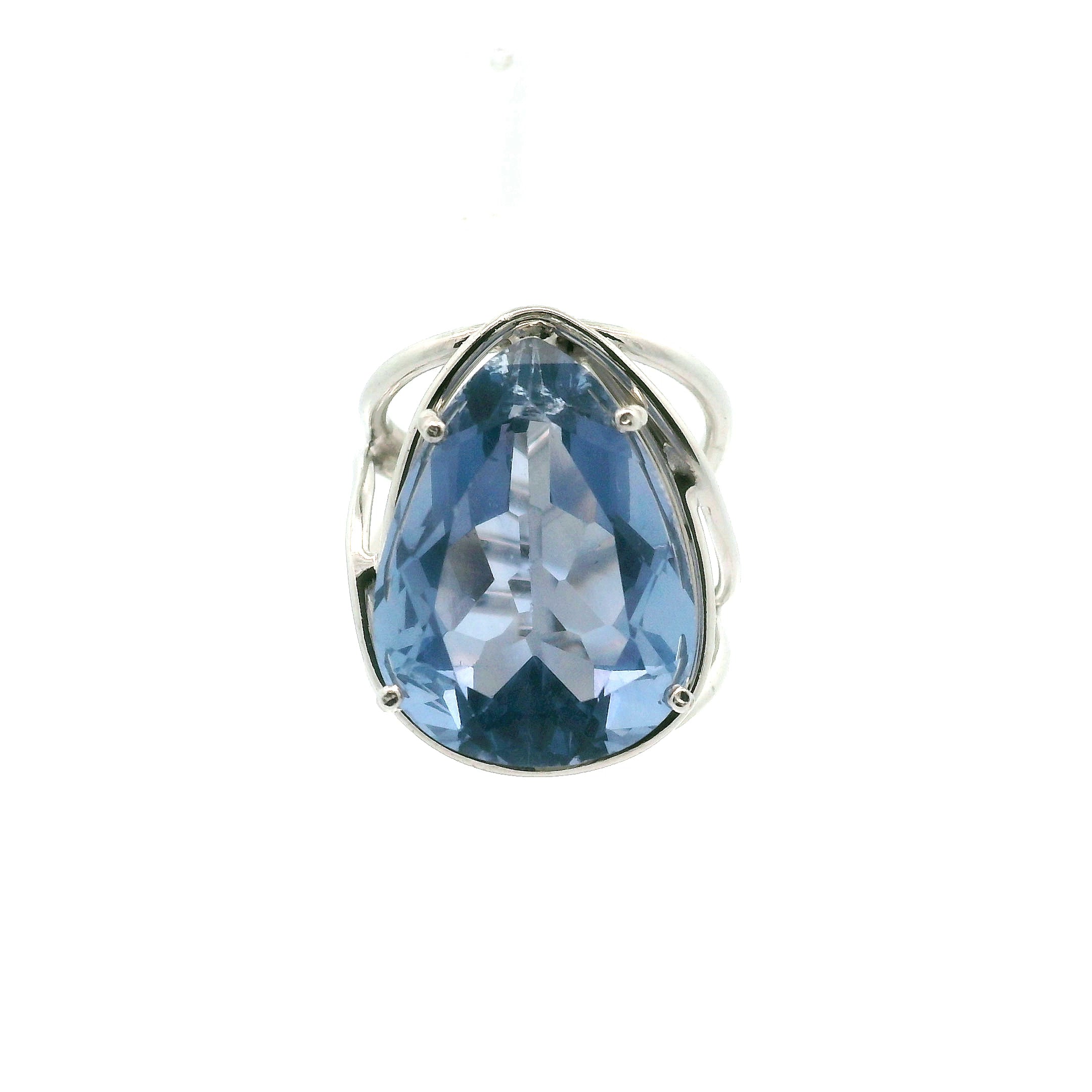 Blue Fluorite Cuff Ring .925 Silver for Third Eye Balancing and Focus