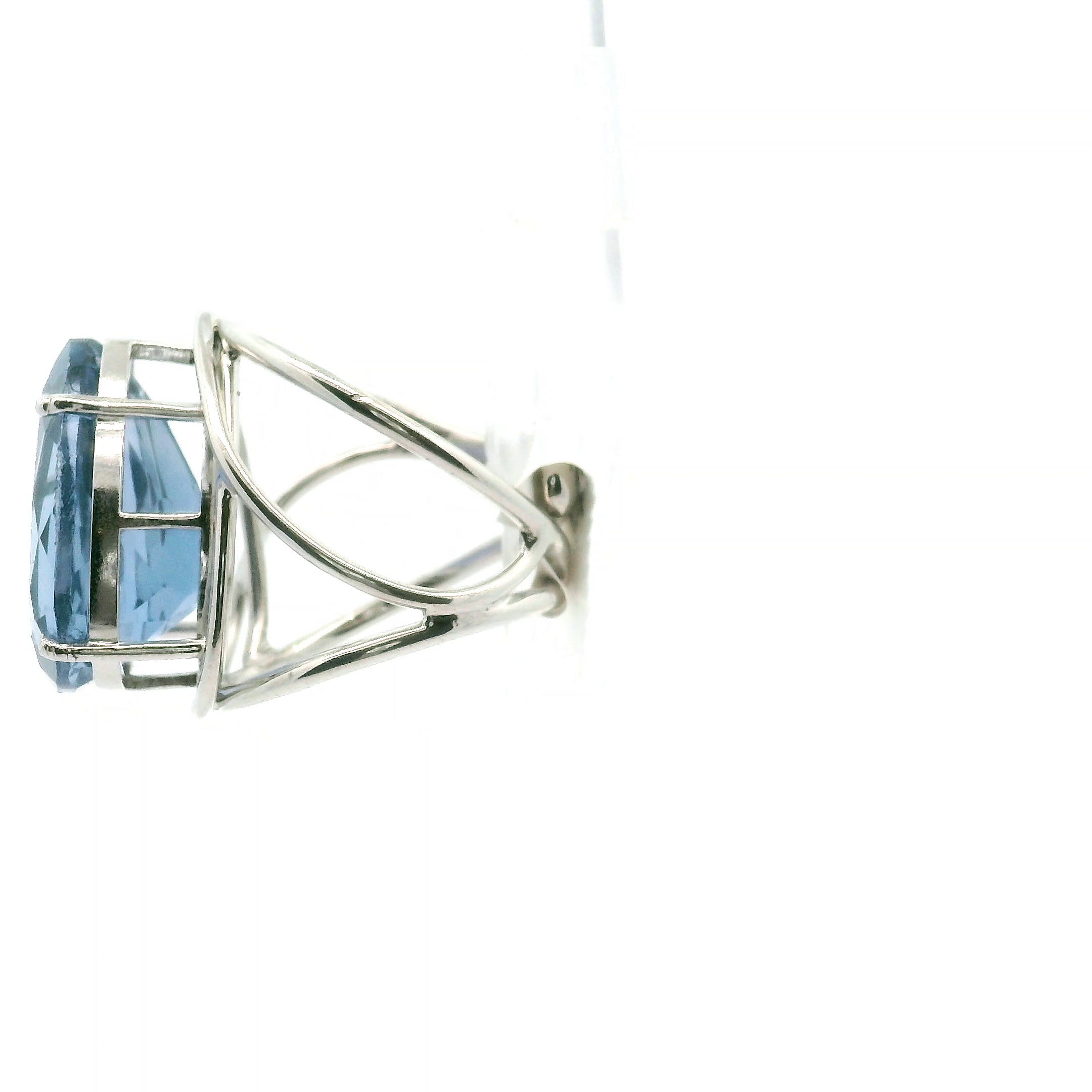 Blue Fluorite Cuff Ring .925 Silver for Third Eye Balancing and Focus