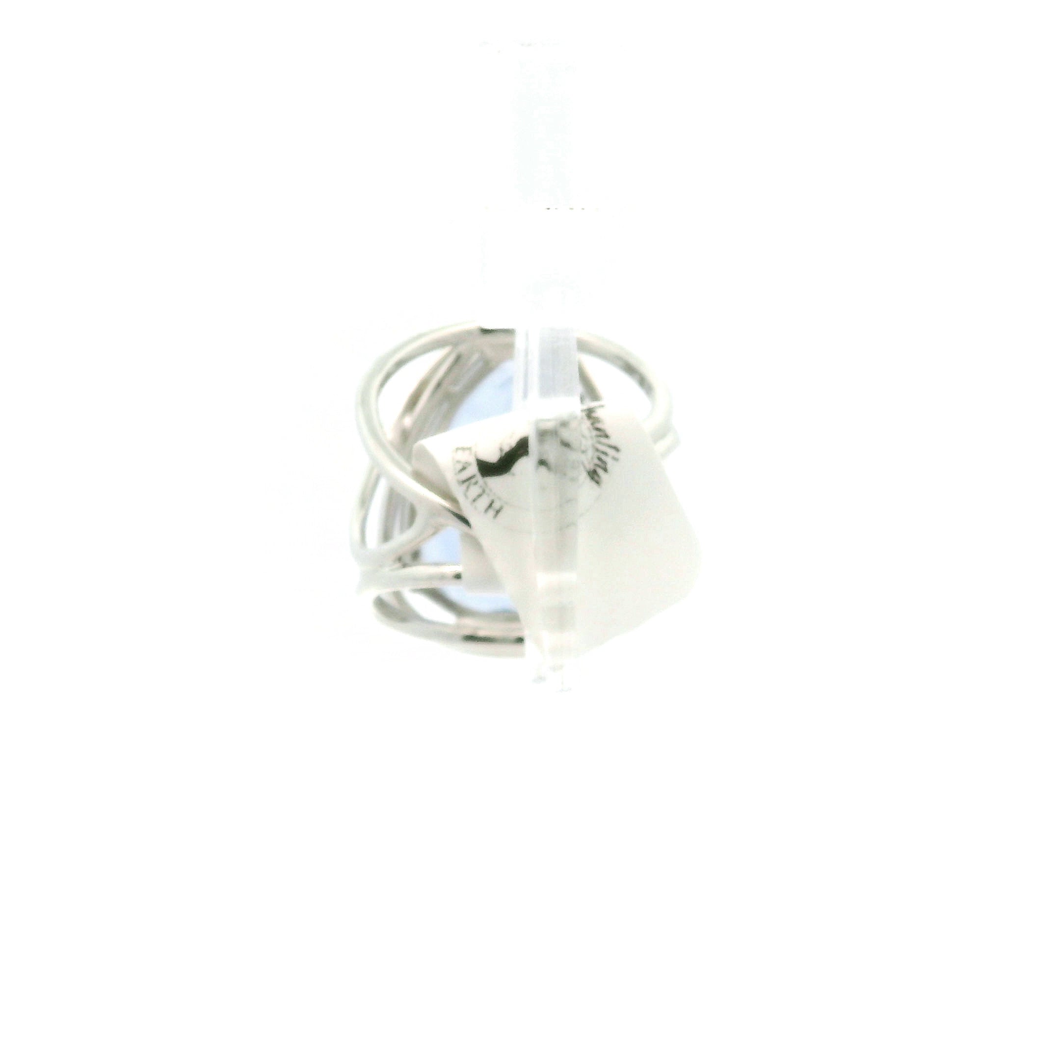 Blue Fluorite Cuff Ring .925 Silver for Third Eye Balancing and Focus