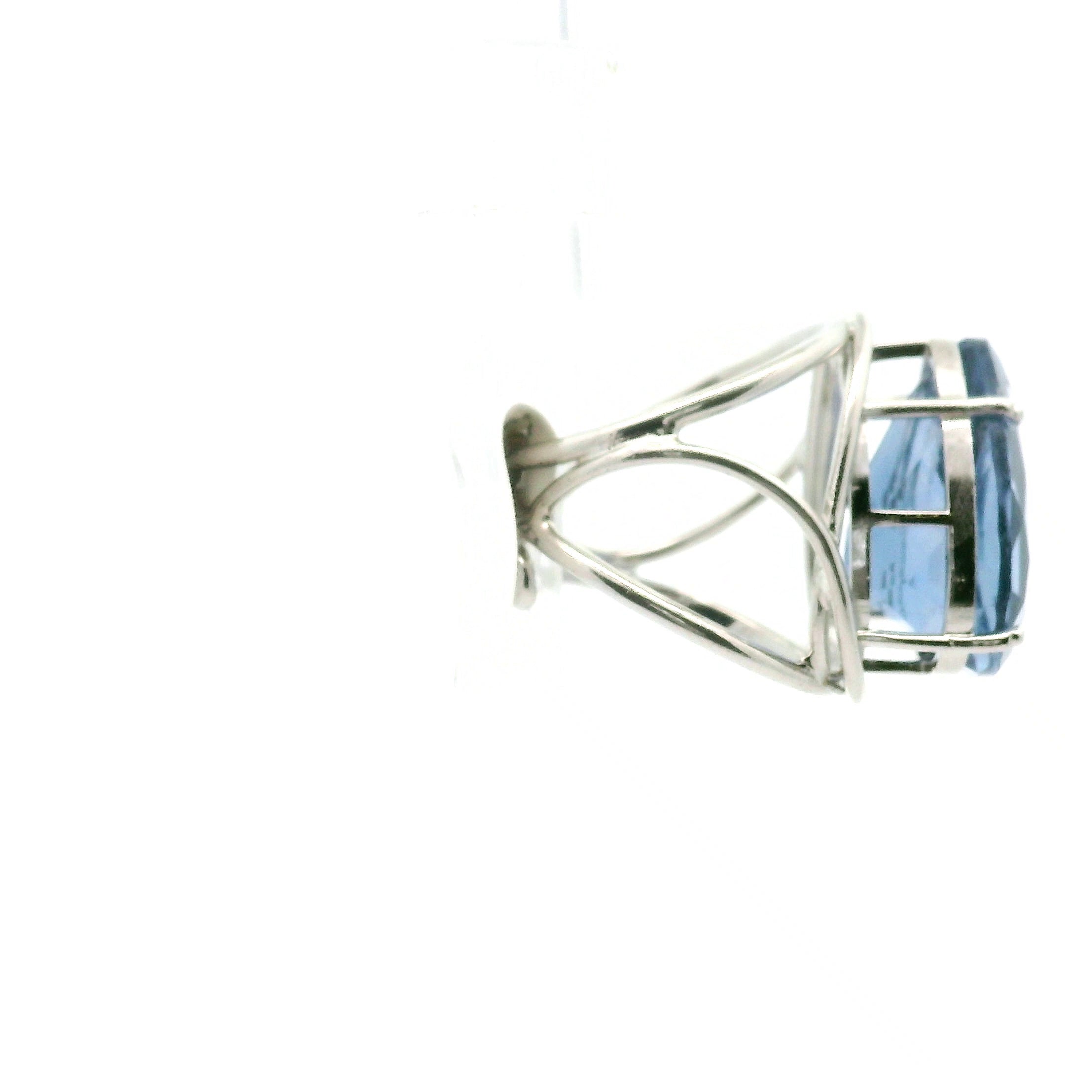 Blue Fluorite Cuff Ring .925 Silver for Third Eye Balancing and Focus