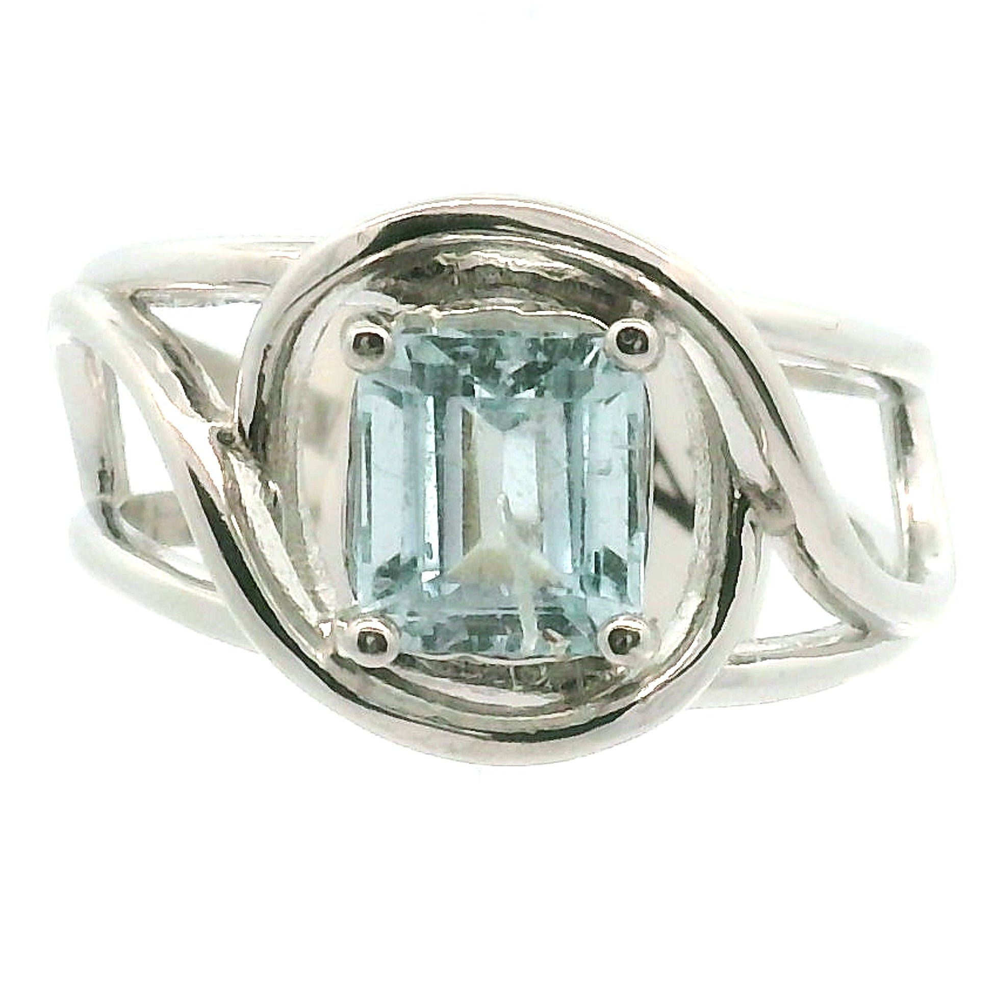 Aquamarine Faceted Cuff Ring .925 Silver for Peace and Calm
