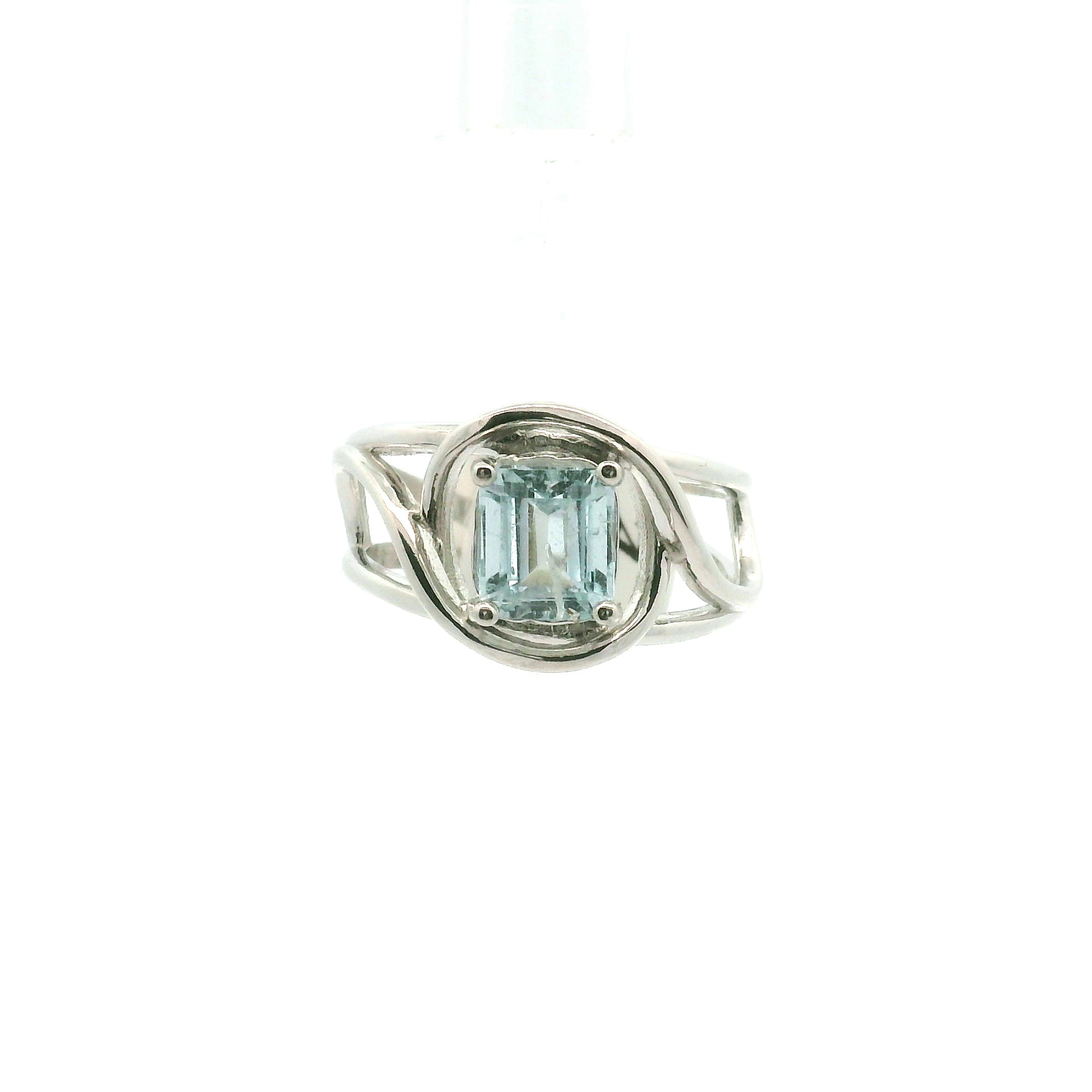 Aquamarine Faceted Cuff Ring .925 Silver for Peace and Calm
